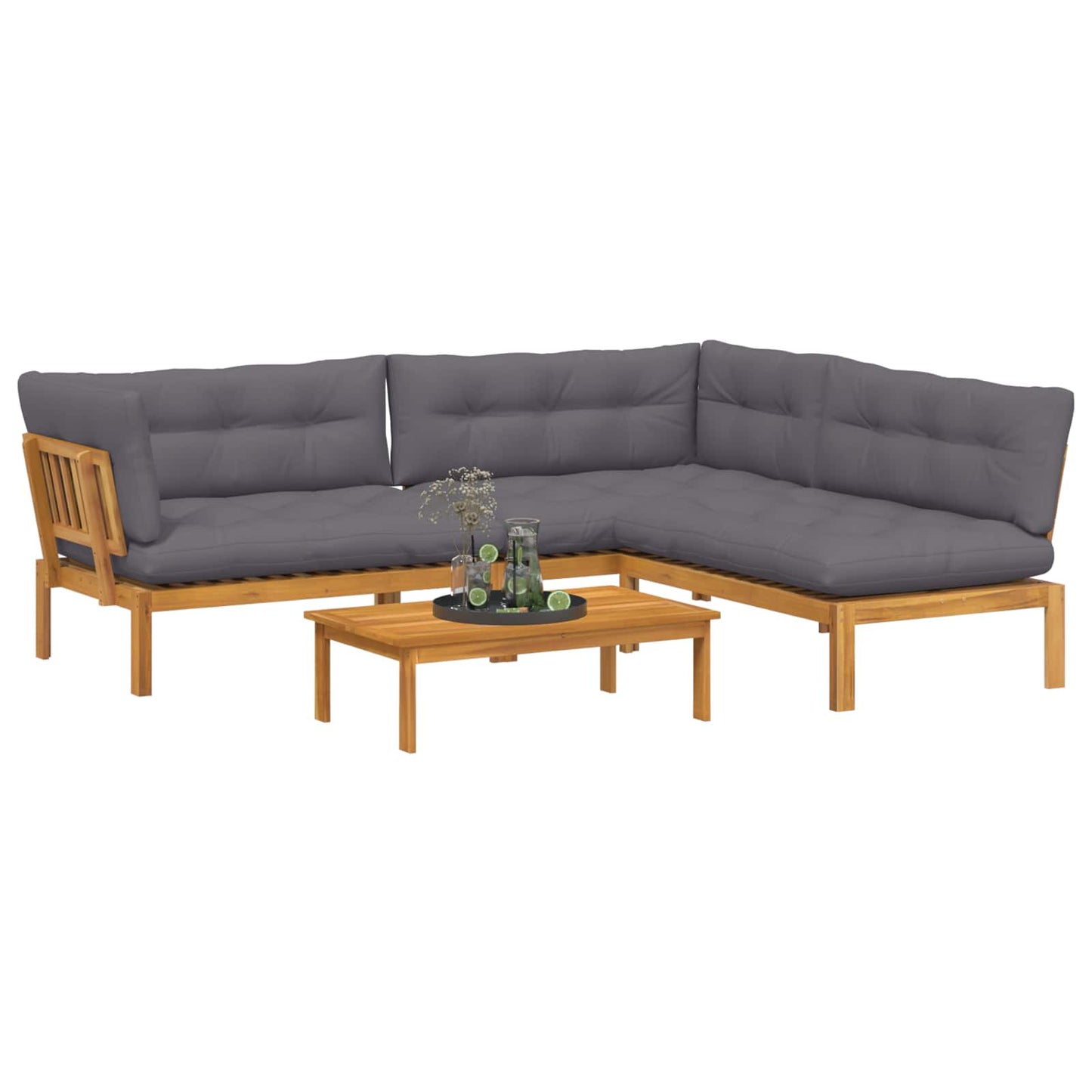 4 Stück Garten Pallet Sofa Einheiten Massivholz Akazie Natur