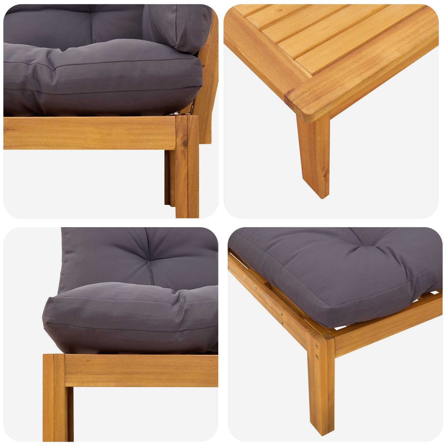5 Stück Garten Pallet Sofa Einheiten Massivholz Akazie Natur