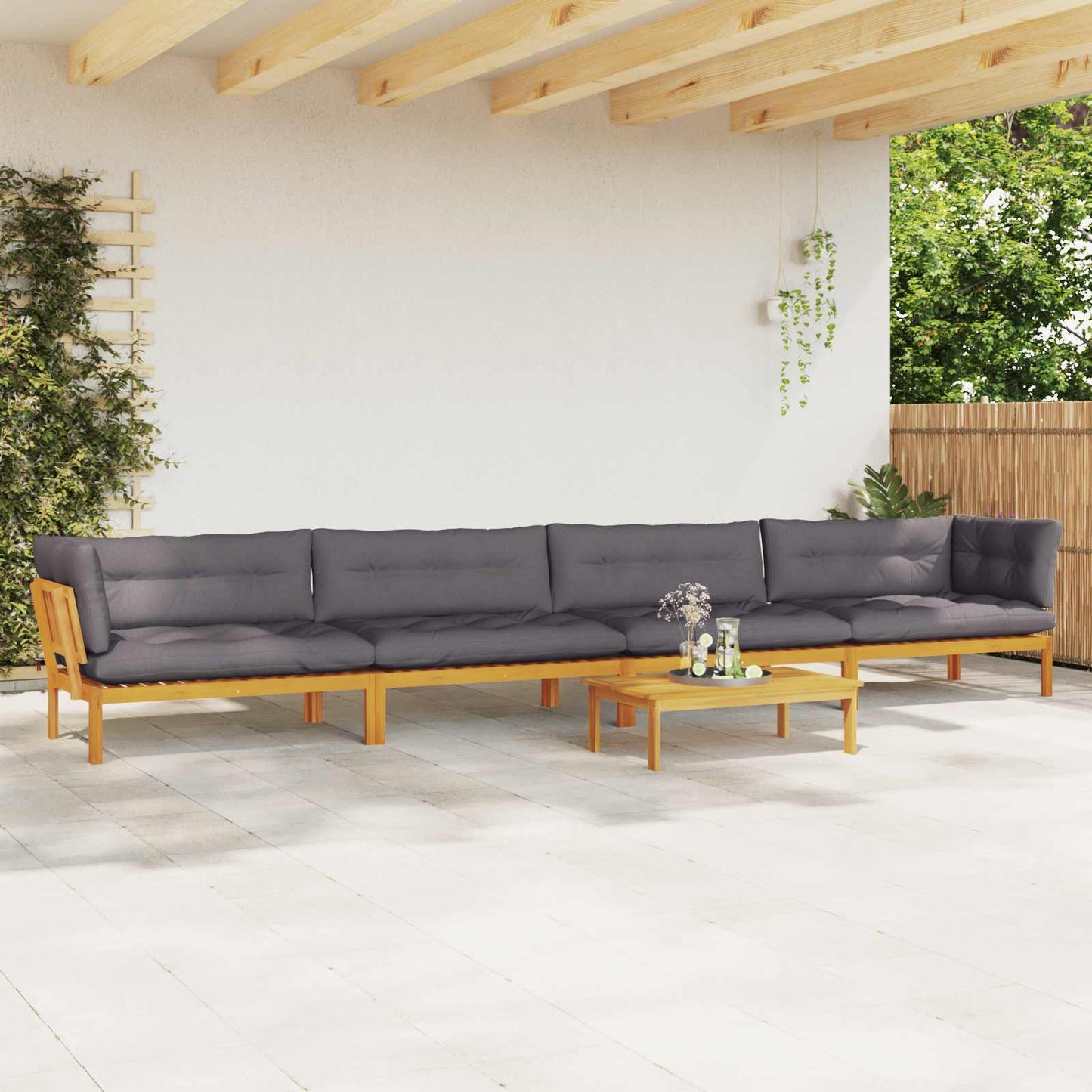 5 Stück Garten Pallet Sofa Einheiten Massivholz Akazie Natur