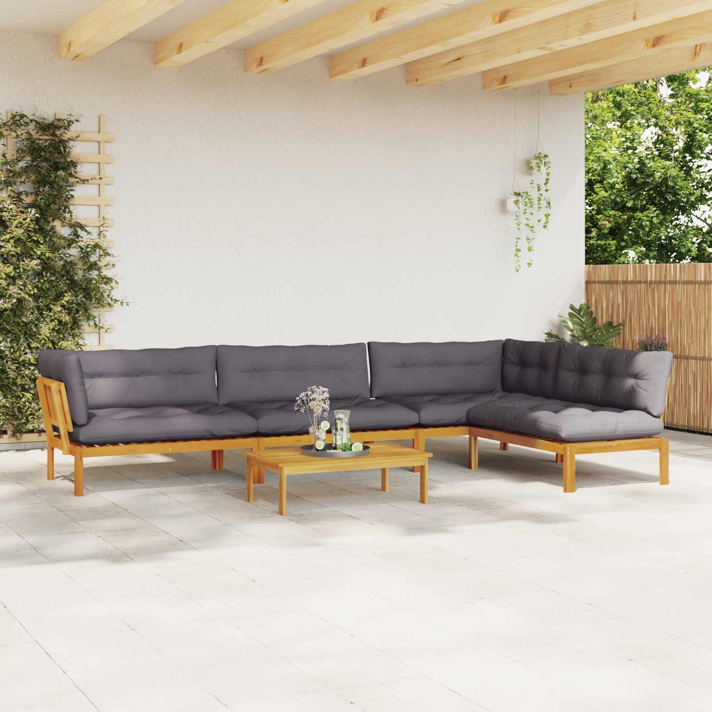 5 Stück Garten Pallet Sofa Einheiten Massivholz Akazie Natur