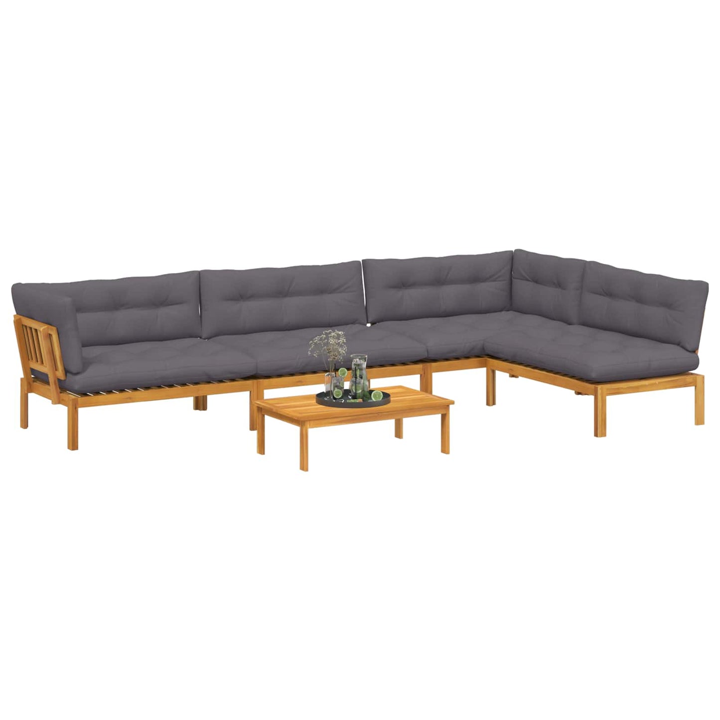 5 Stück Garten Pallet Sofa Einheiten Massivholz Akazie Natur