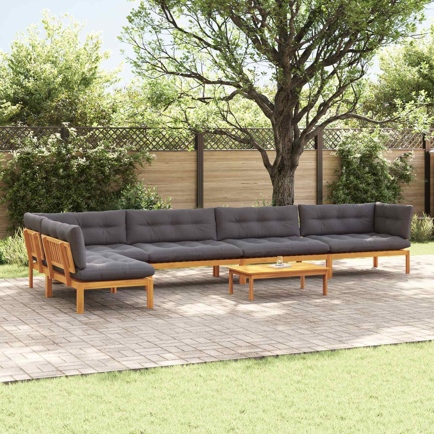 6 Stück Garten Pallet Sofa Einheiten Massivholz Akazie Natur