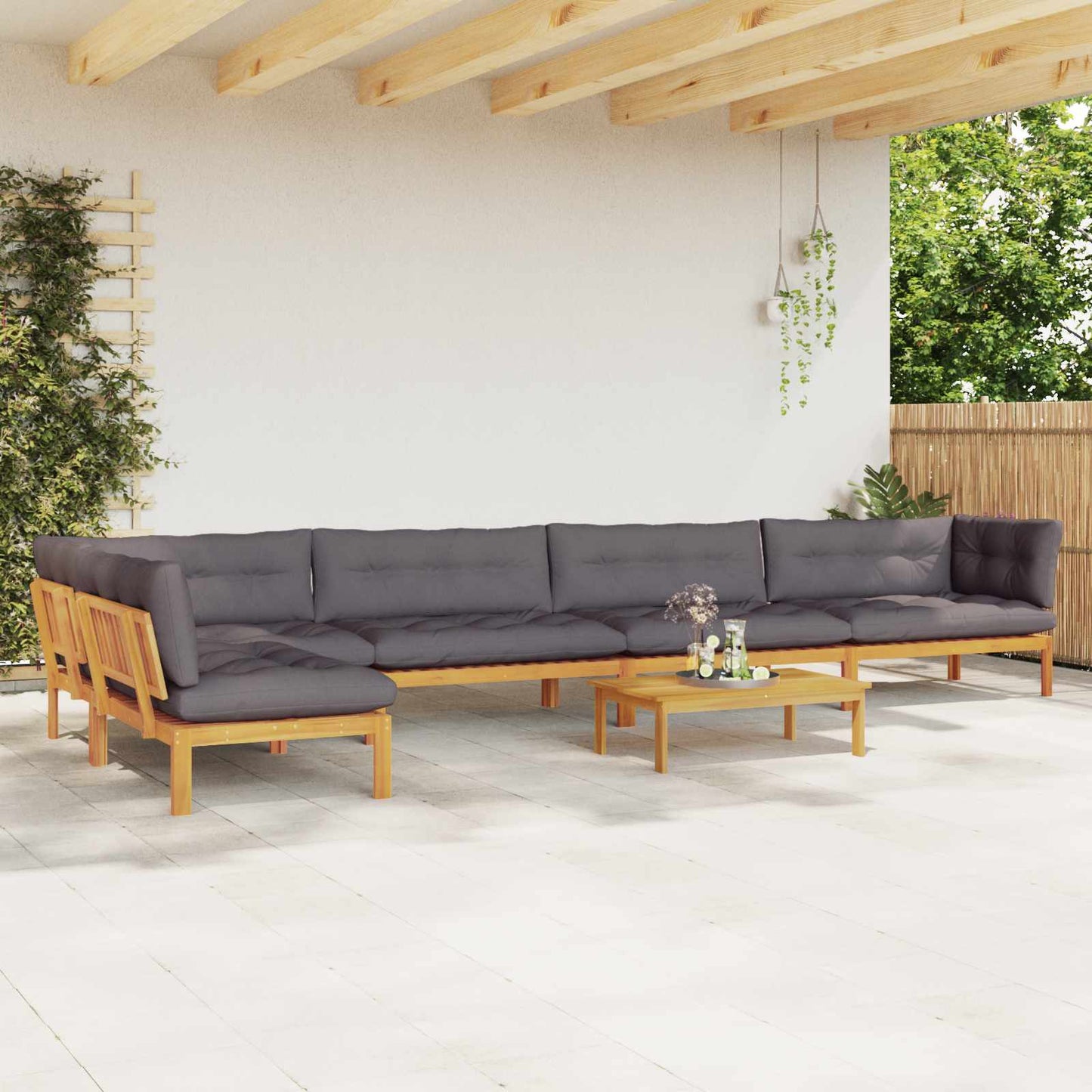 6 Stück Garten Pallet Sofa Einheiten Massivholz Akazie Natur