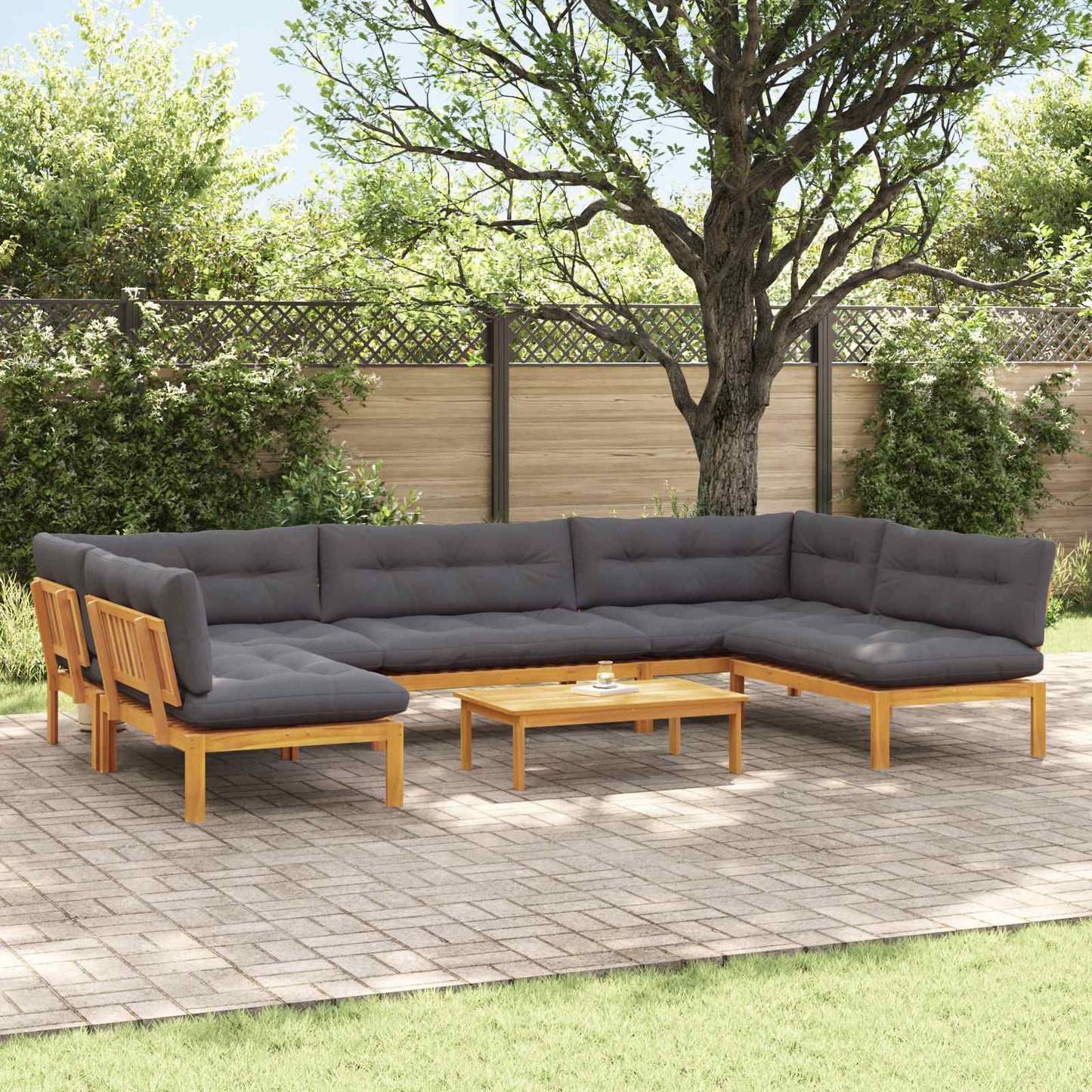 6 Stück Garten Pallet Sofa Einheiten Massivholz Akazie Natur