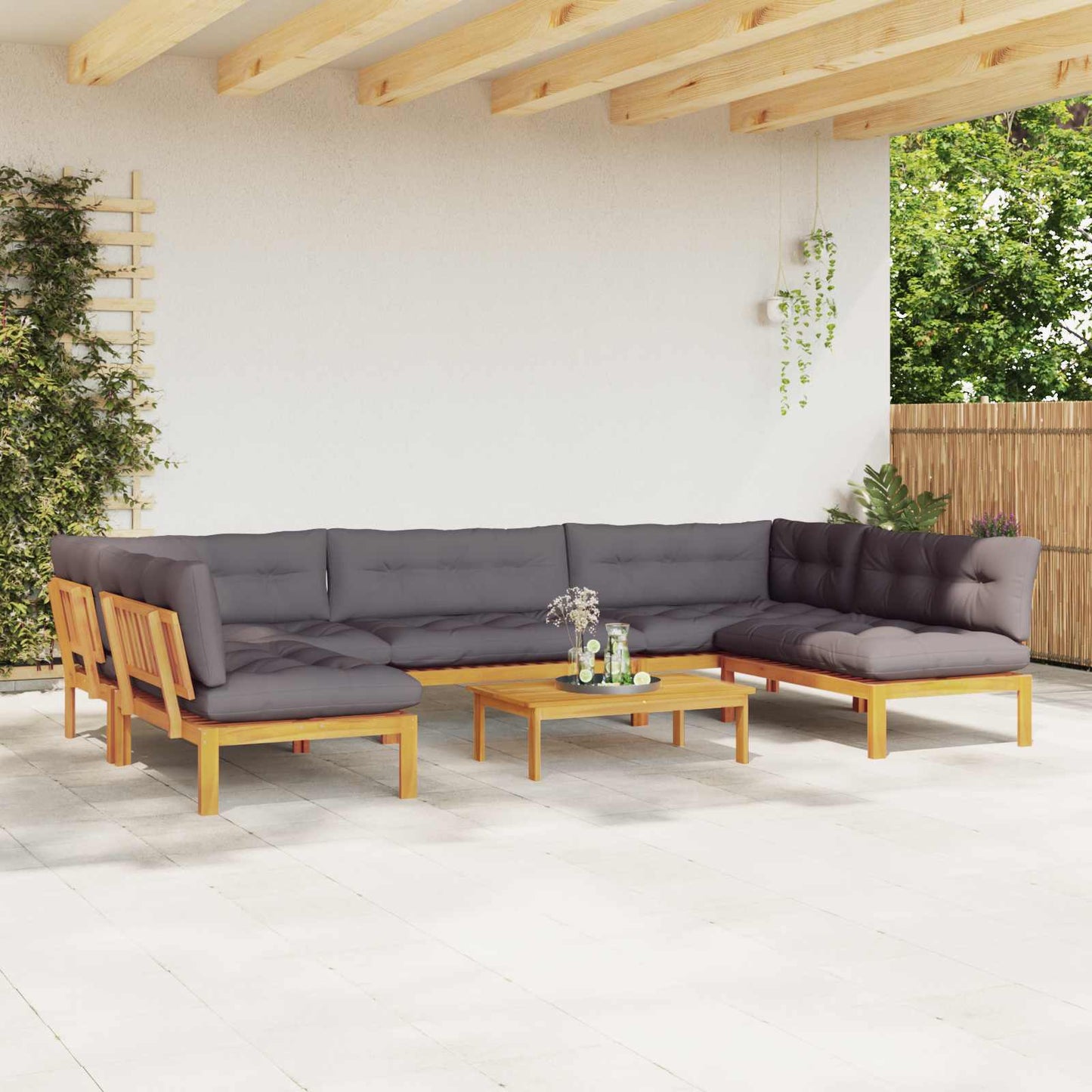 6 Stück Garten Pallet Sofa Einheiten Massivholz Akazie Natur