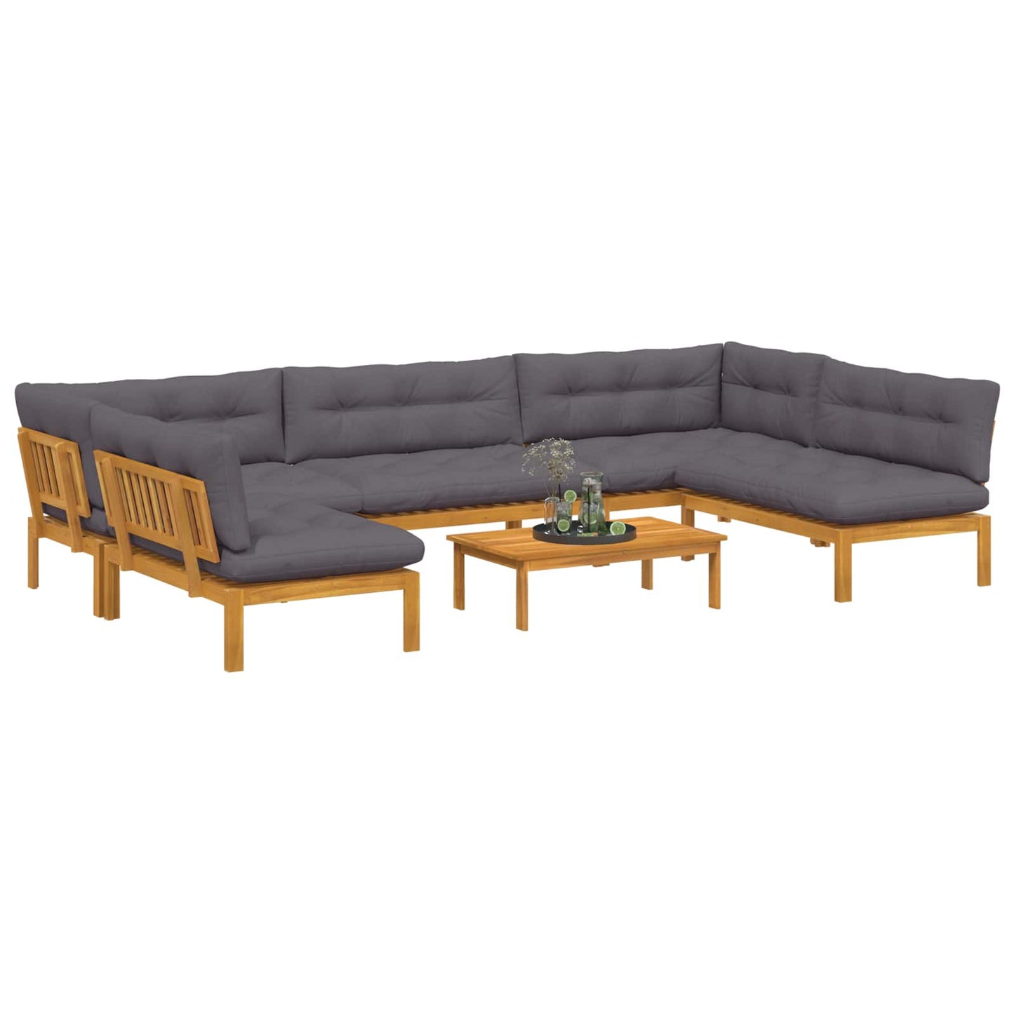 6 Stück Garten Pallet Sofa Einheiten Massivholz Akazie Natur