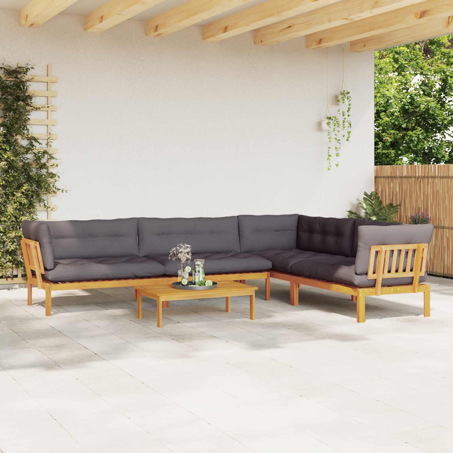 5 Stück Garten Pallet Sofa Einheiten Massivholz Akazie Natur
