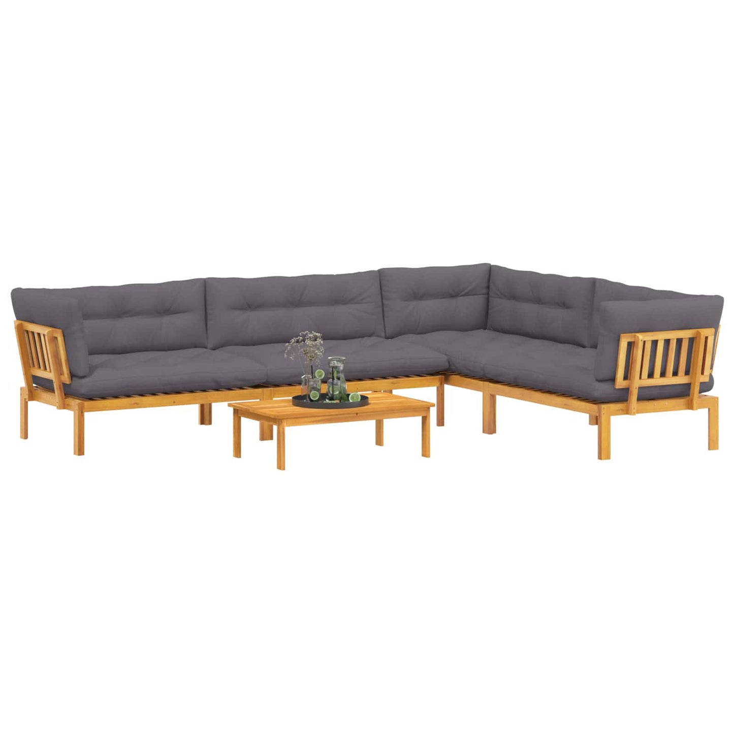 5 Stück Garten Pallet Sofa Einheiten Massivholz Akazie Natur