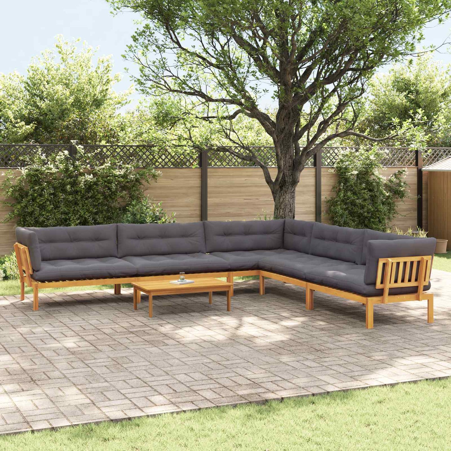 6 Stück Garten Pallet Sofa Einheiten Massivholz Akazie Natur