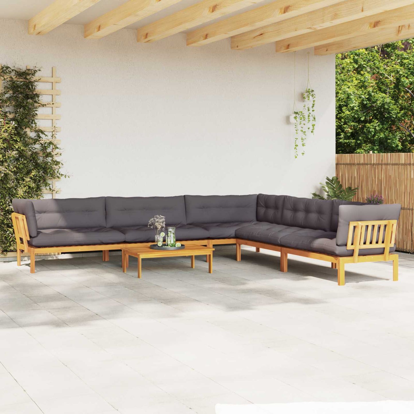 6 Stück Garten Pallet Sofa Einheiten Massivholz Akazie Natur