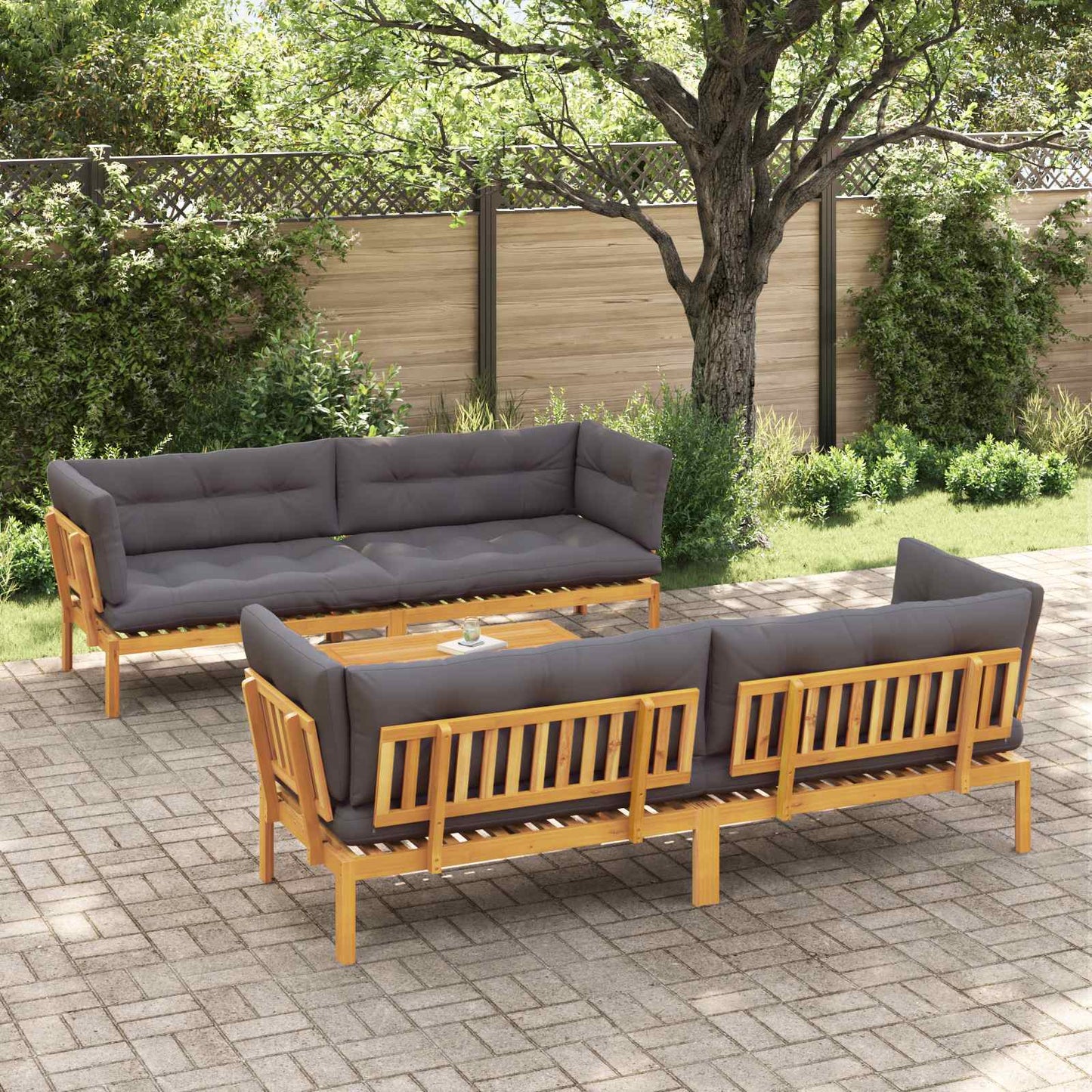 5 Stück Garten Pallet Sofa Einheiten Massivholz Akazie Natur