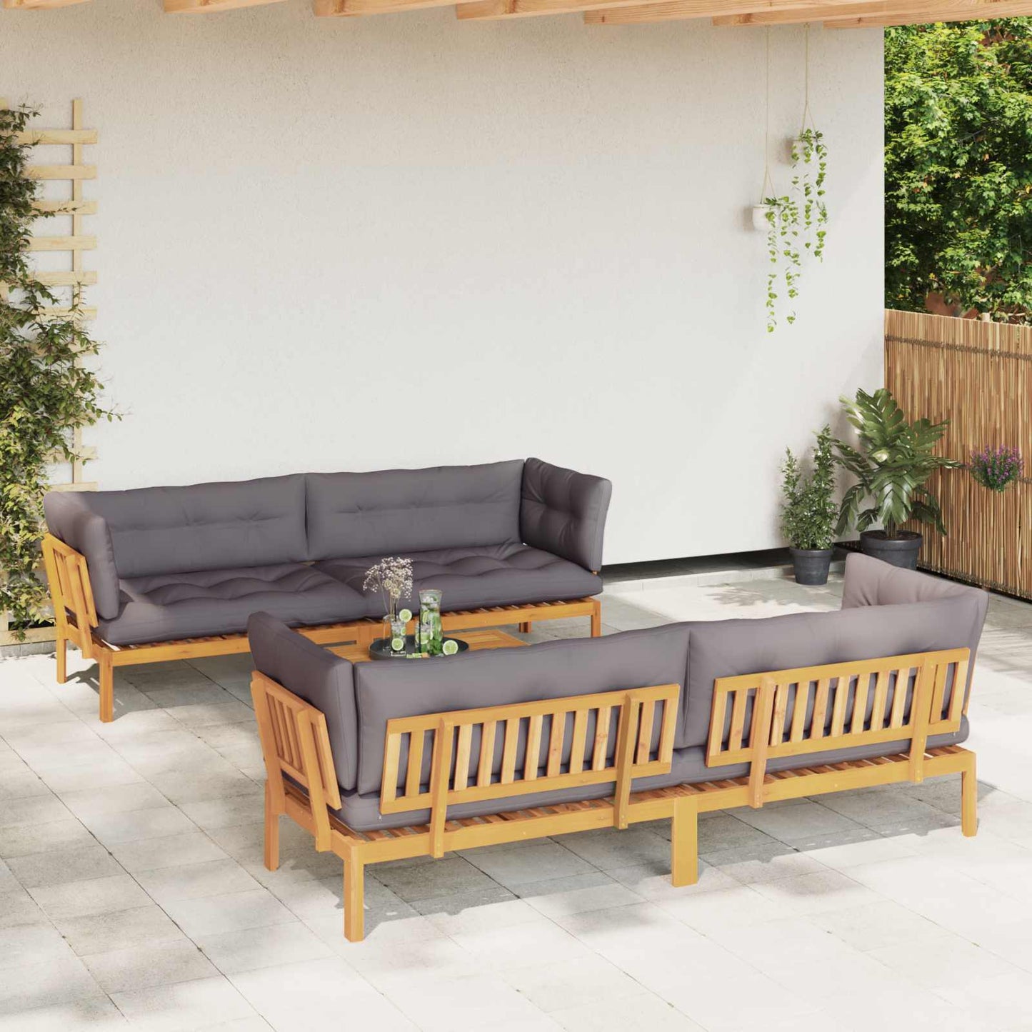 5 Stück Garten Pallet Sofa Einheiten Massivholz Akazie Natur