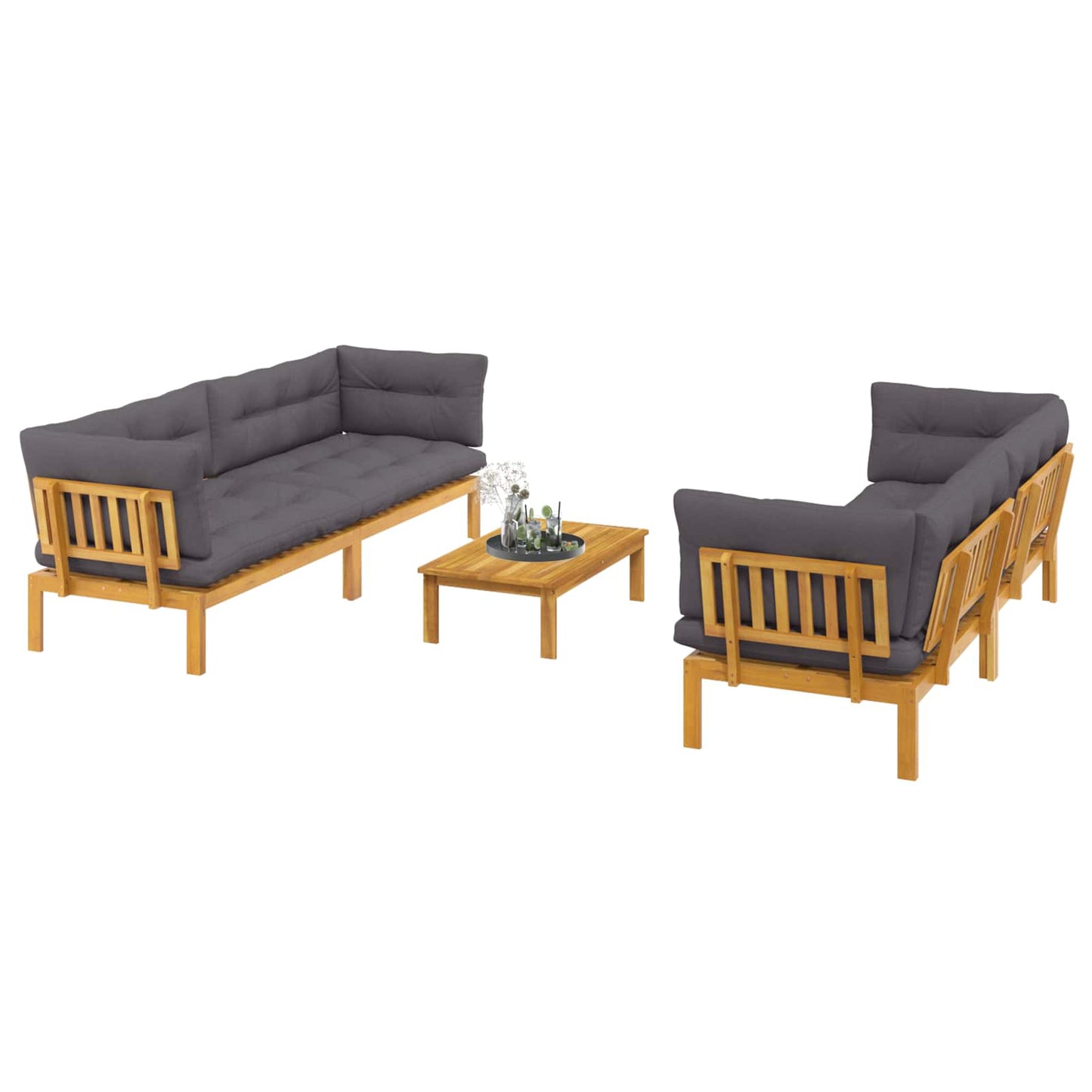 5 Stück Garten Pallet Sofa Einheiten Massivholz Akazie Natur