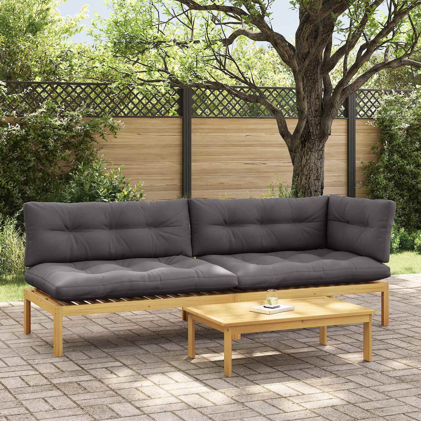 3 Stück Garten Pallet Sofa Einheiten Massivholz Akazie