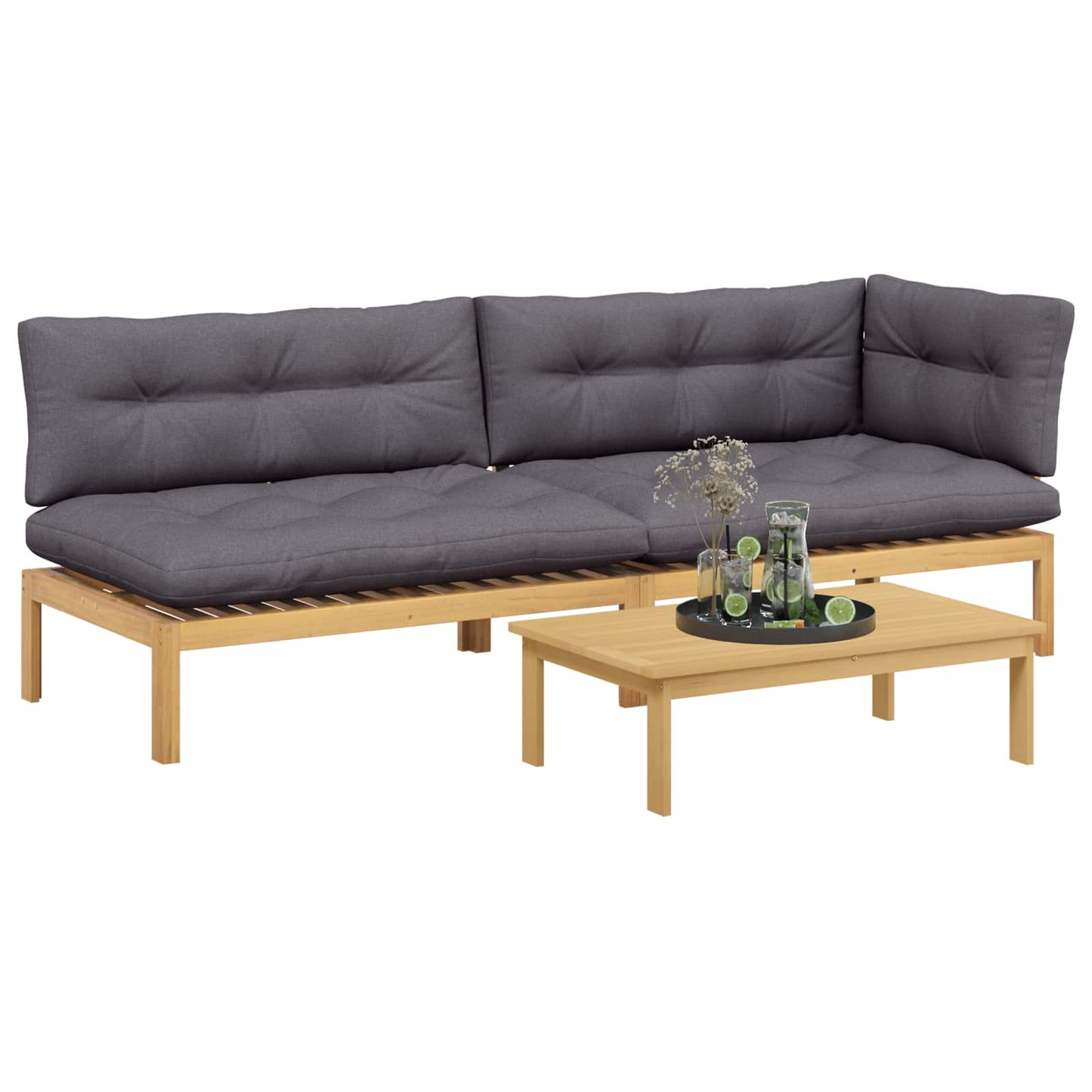 3 Stück Garten Pallet Sofa Einheiten Massivholz Akazie