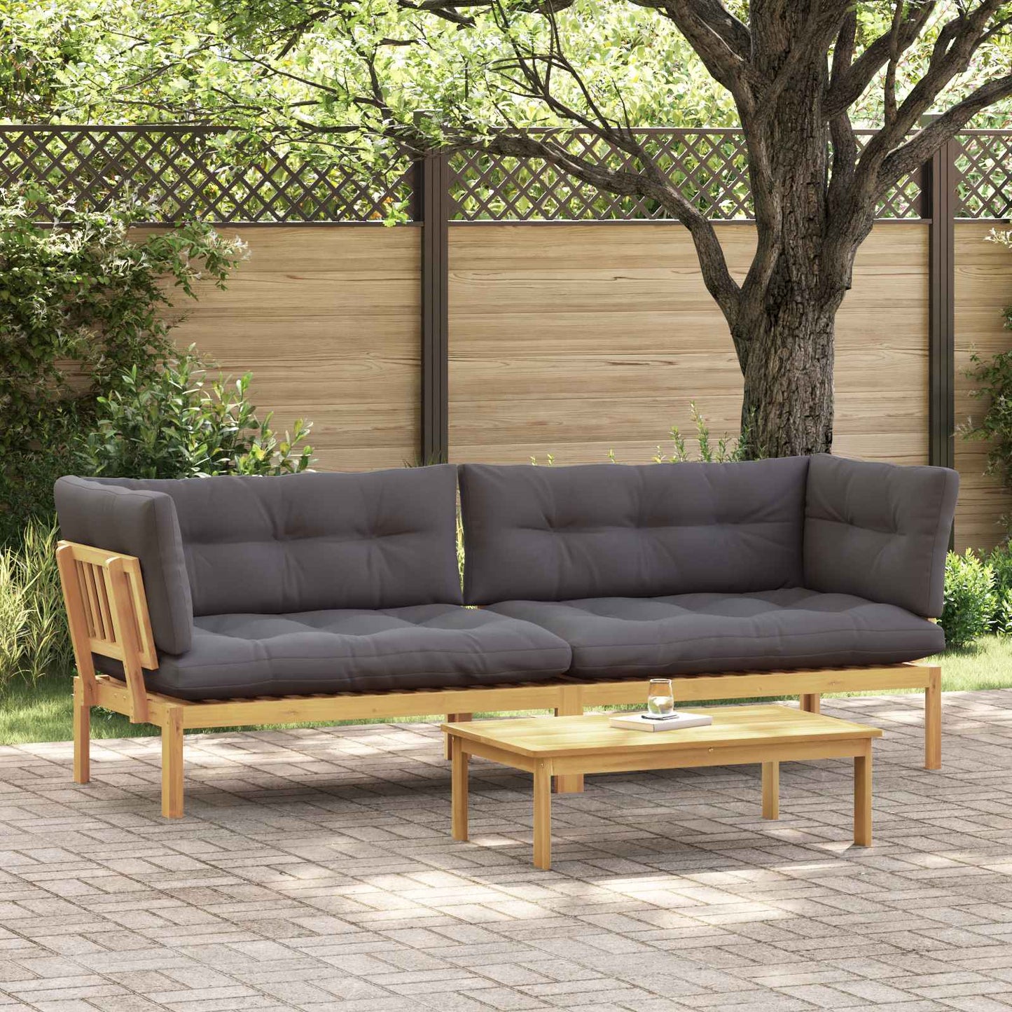 Garten Pallet Sofa Einheiten 2 Stück Hellbraun und Dunkelgrau