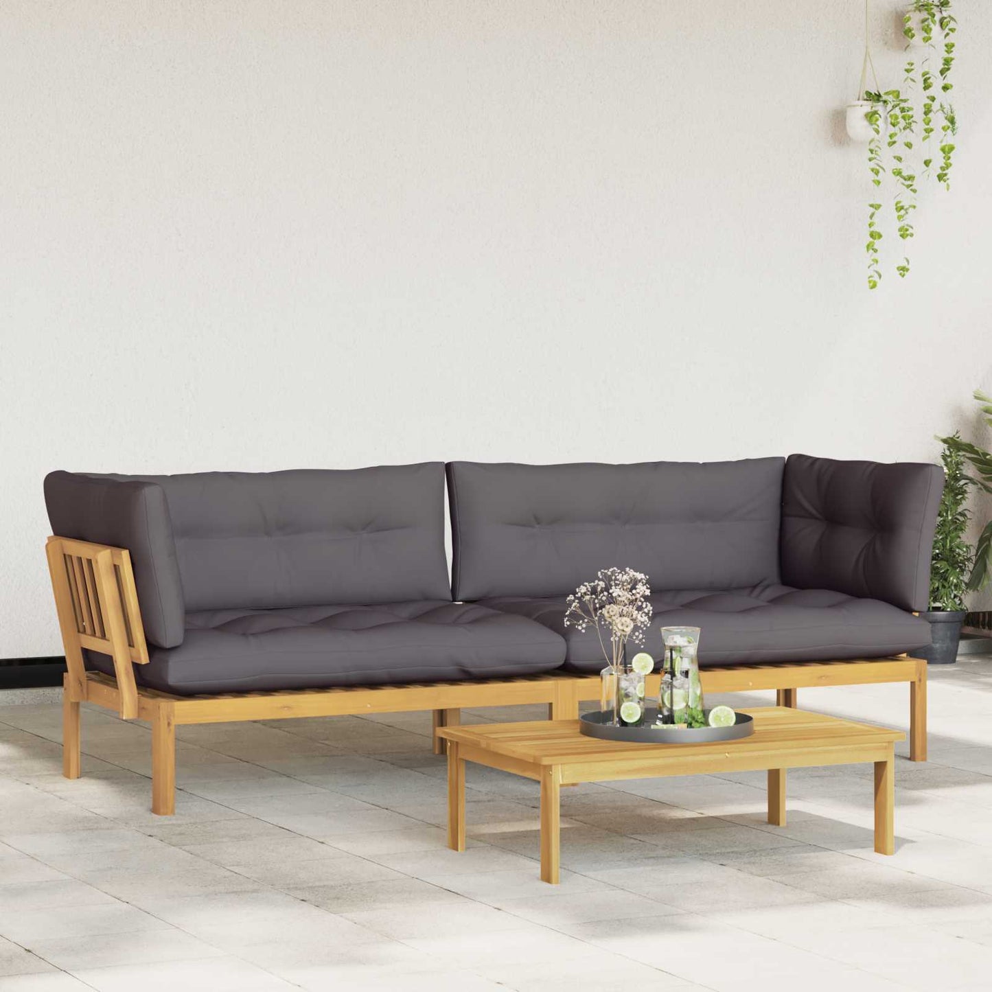 Garten Pallet Sofa Einheiten 2 Stück Hellbraun und Dunkelgrau