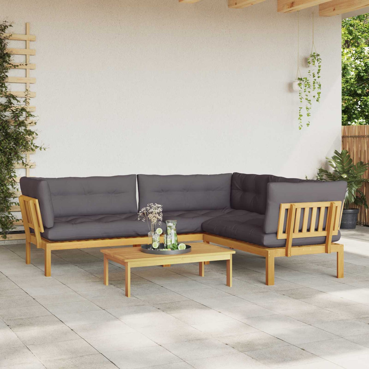 4 Stück Garten Pallet Sofa Einheiten Massivholz Akazie