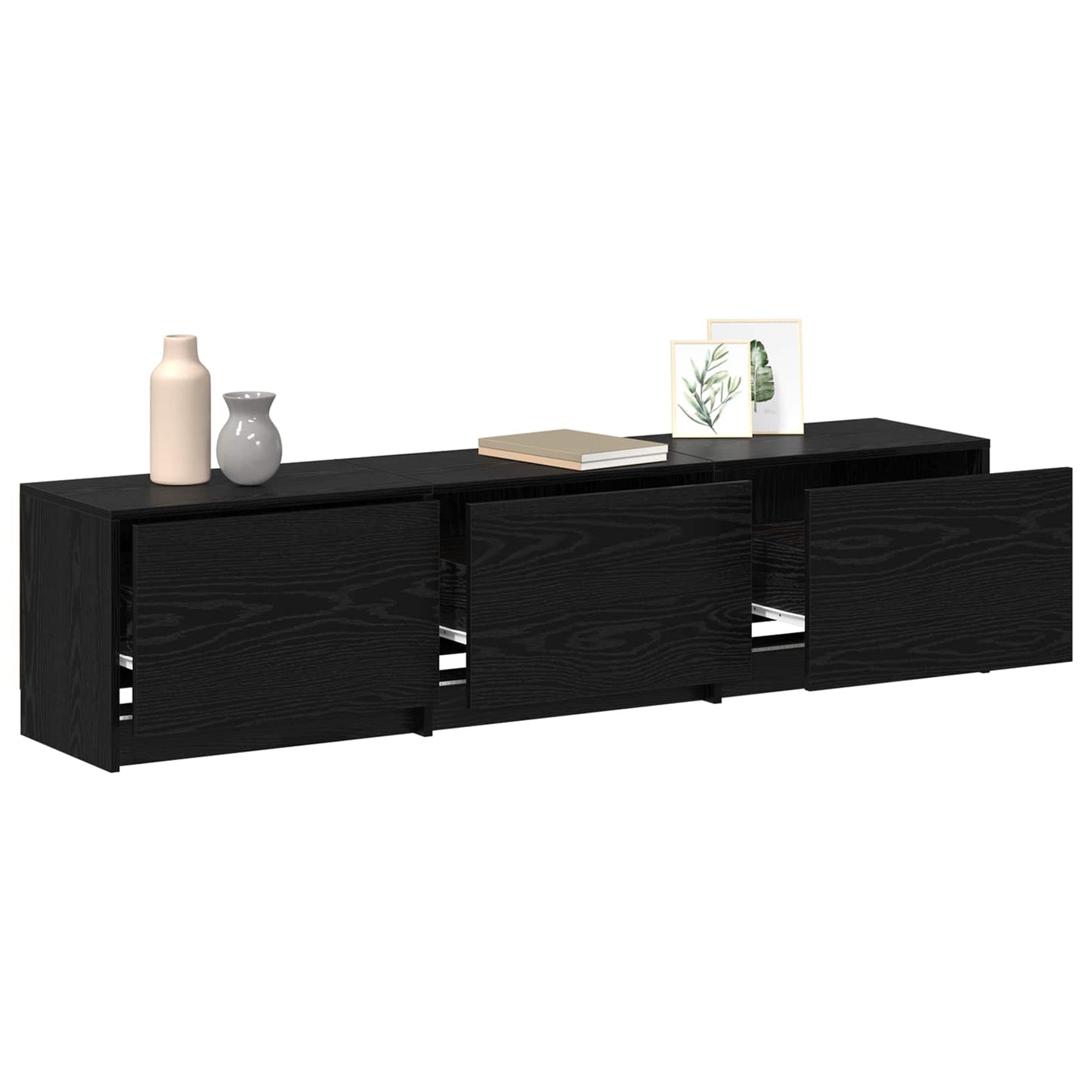 TV-Schränk Schwarz Eichen-Optik 165 x 34 x 40 cm Holzwerkstoff