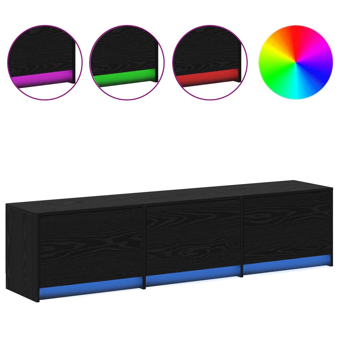 TV-Schränk Schwarz Eichen-Optik 165 x 34 x 40 cm Holzwerkstoff