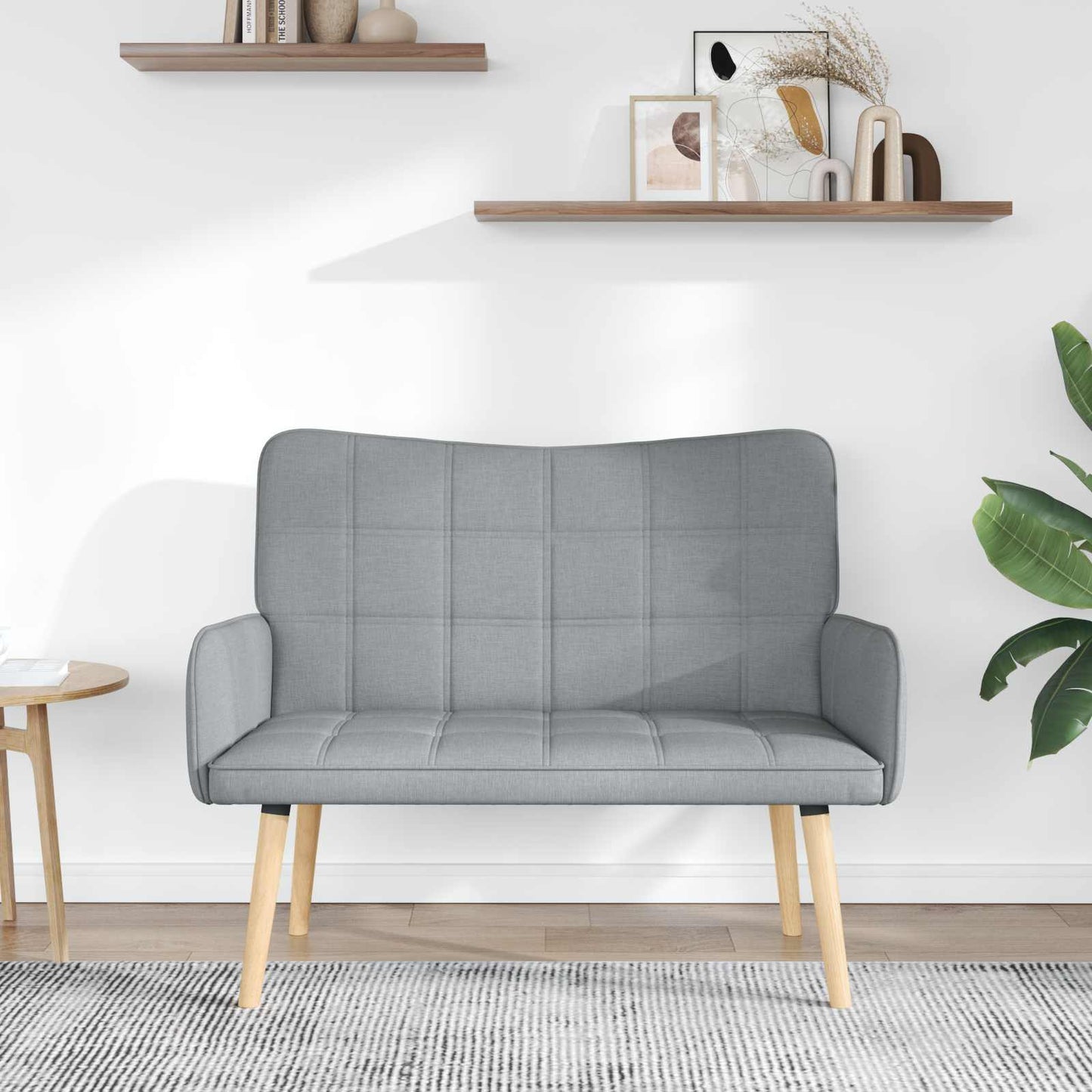 Zweisitzer Sofa Hellgrau 115 x 61 x 87 cm Stoff