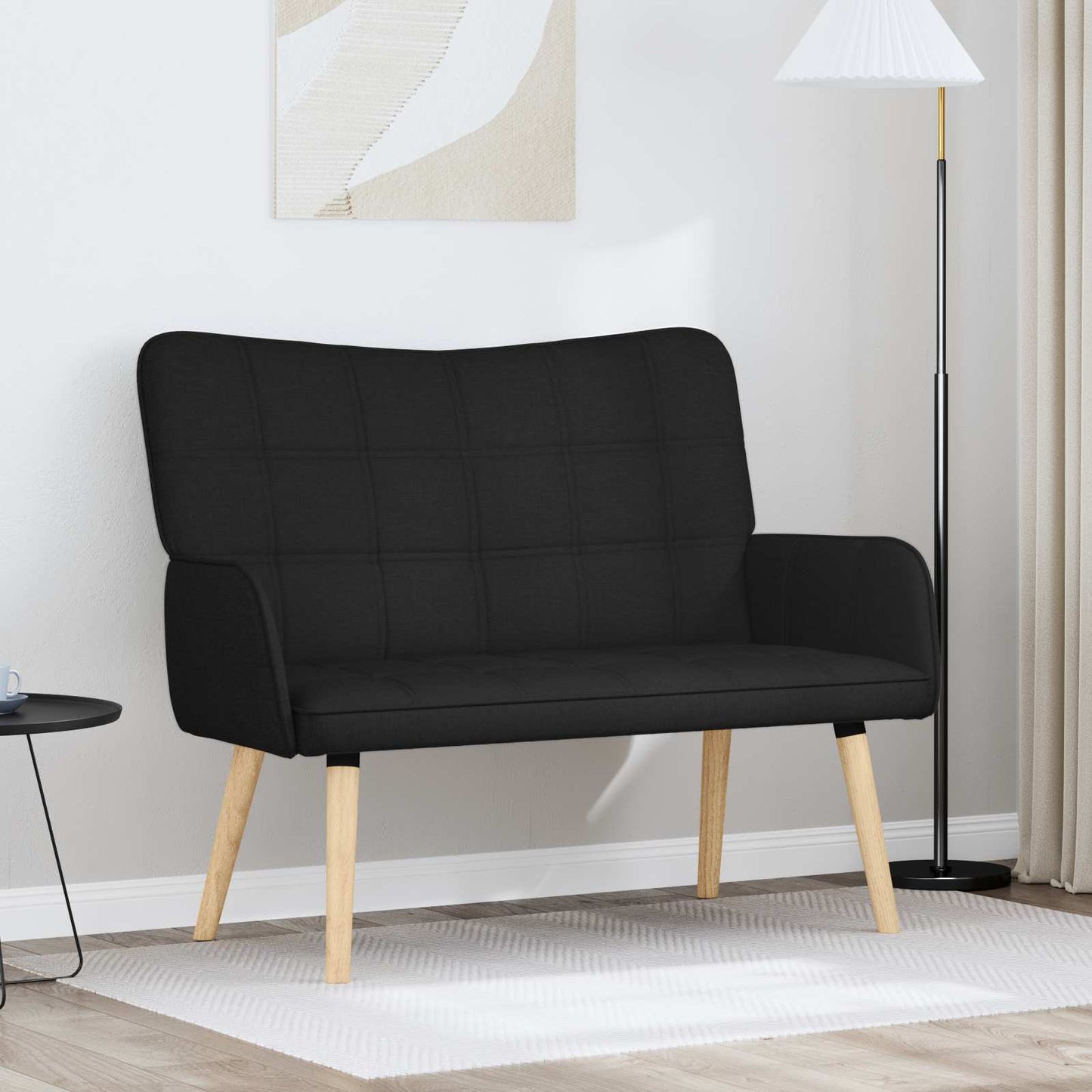 Zweisitzer Sofa Schwarz 115 x 61 x 87 cm Stoff