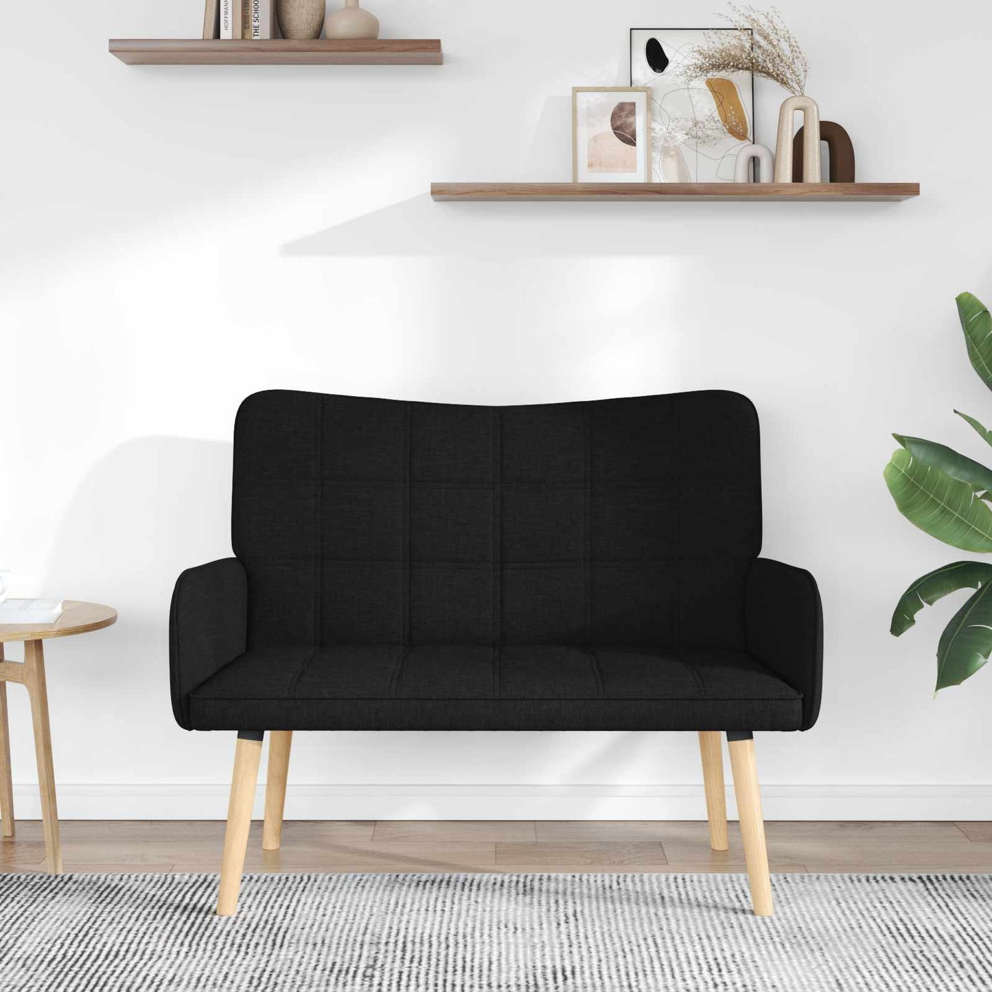 Zweisitzer Sofa Schwarz 115 x 61 x 87 cm Stoff