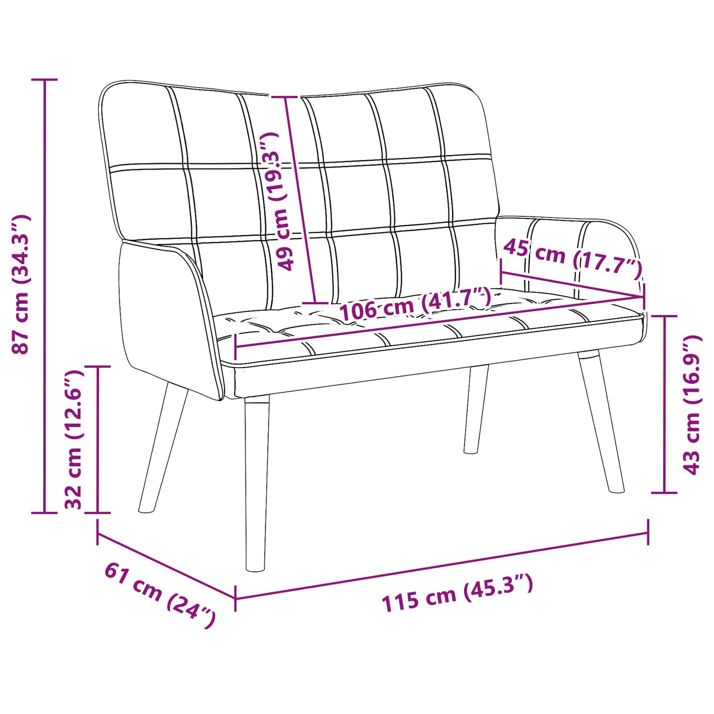 Zweisitzer Sofa Dunkelgrün 115 x 61 x 87 cm Stoff