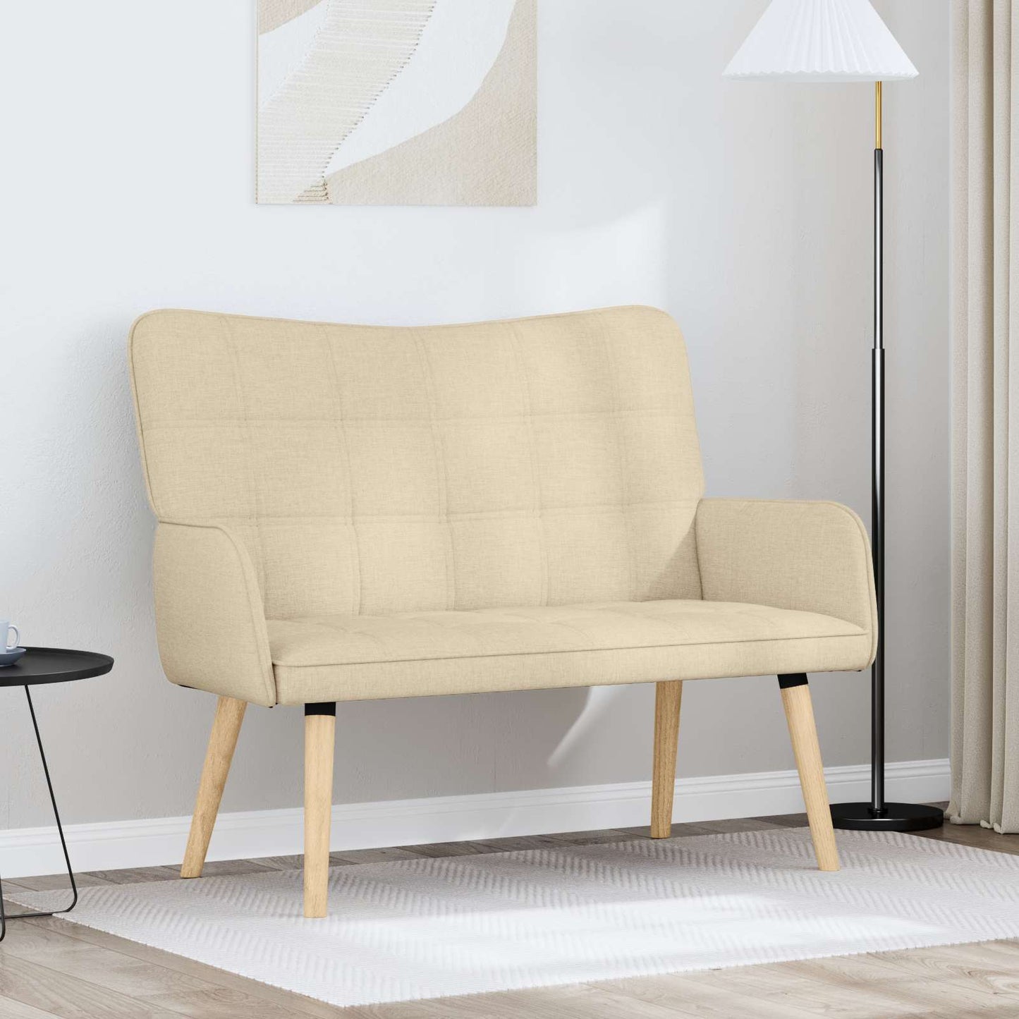 Zweisitzer Sofa Creme 115 x 61 x 87 cm Stoff