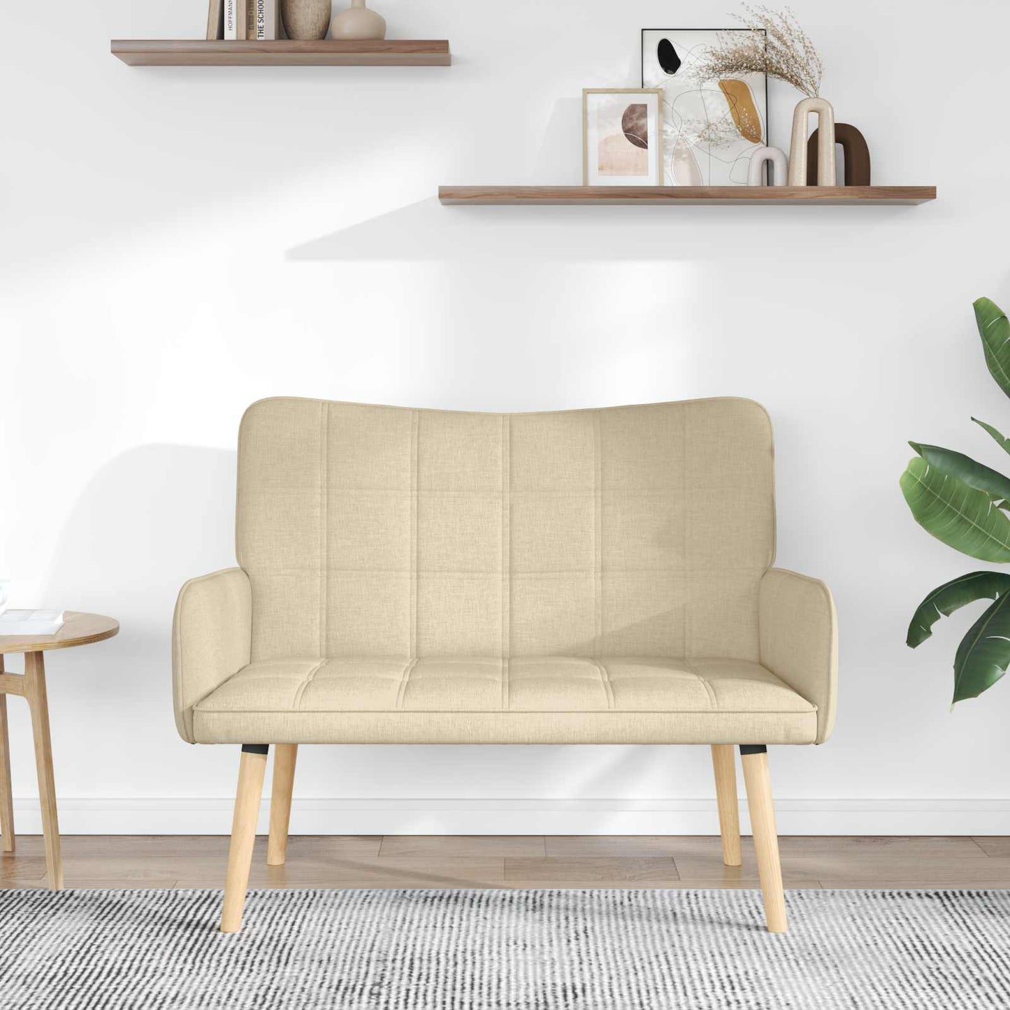 Zweisitzer Sofa Creme 115 x 61 x 87 cm Stoff