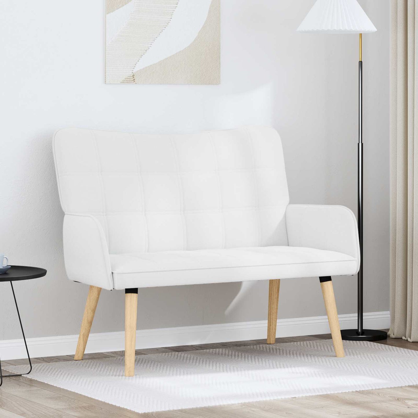 Zweisitzer Sofa Weiß 115 x 61 x 87 cm Stoff
