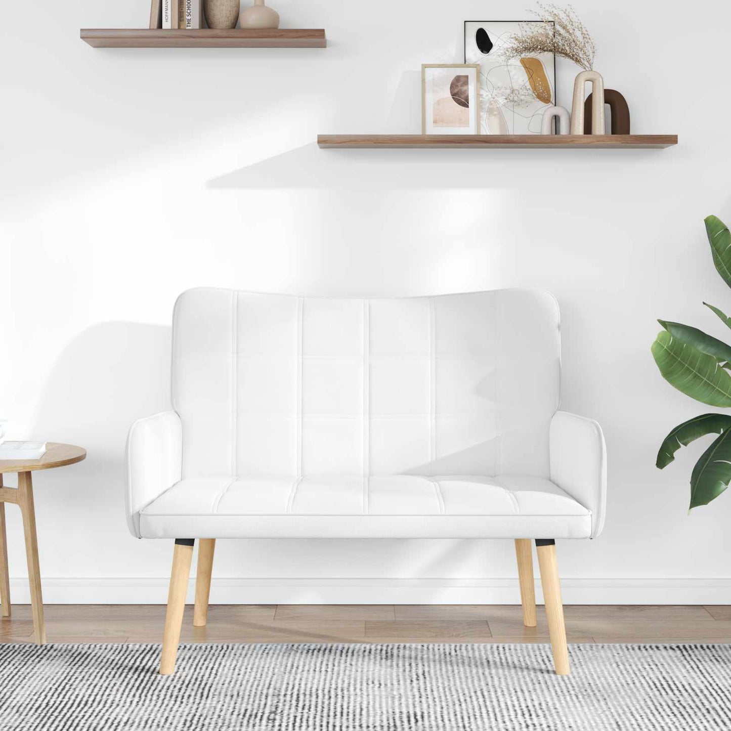 Zweisitzer Sofa Weiß 115 x 61 x 87 cm Stoff