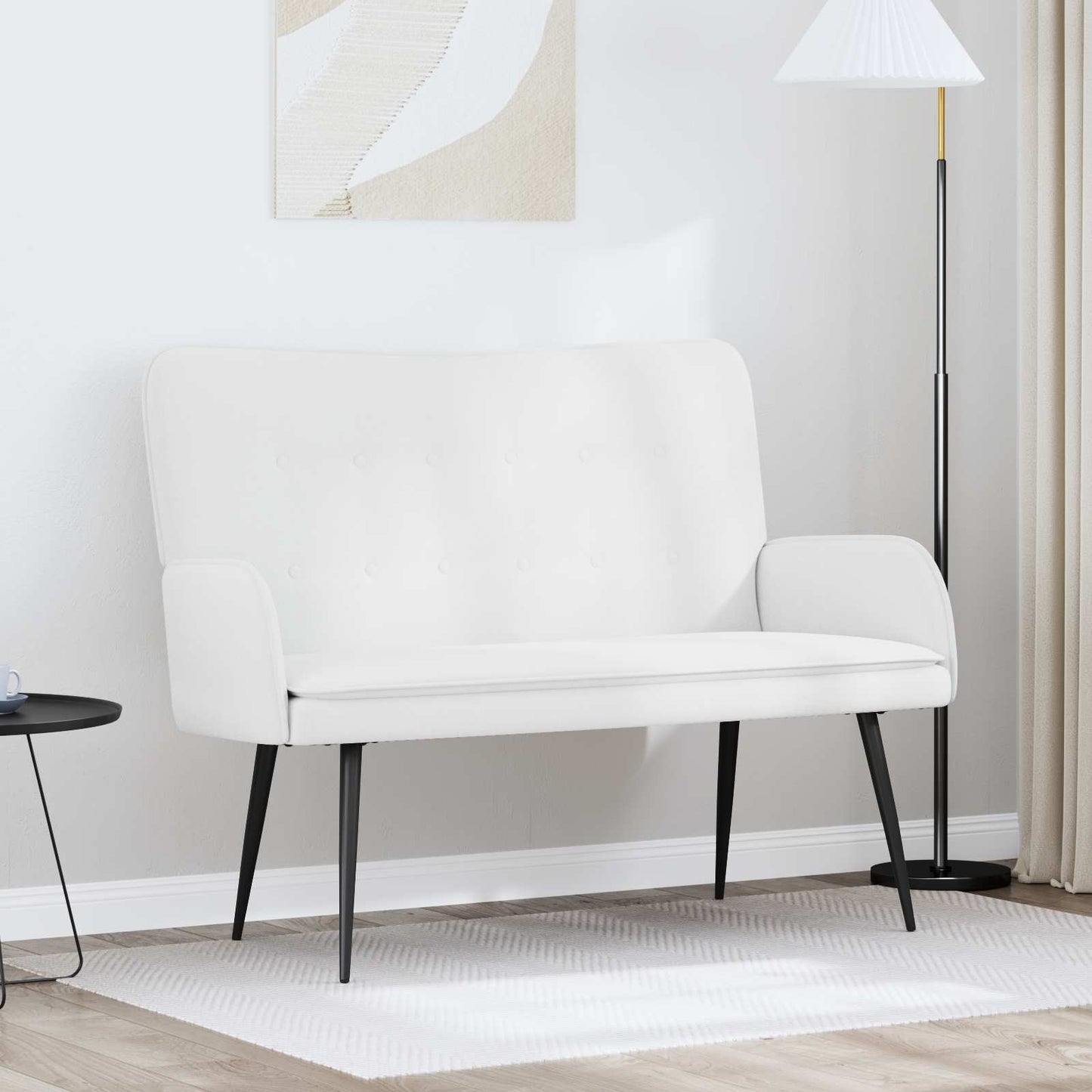 2-Sitzer Sofa Weiß 115 x 61 x 87 cm Stoff
