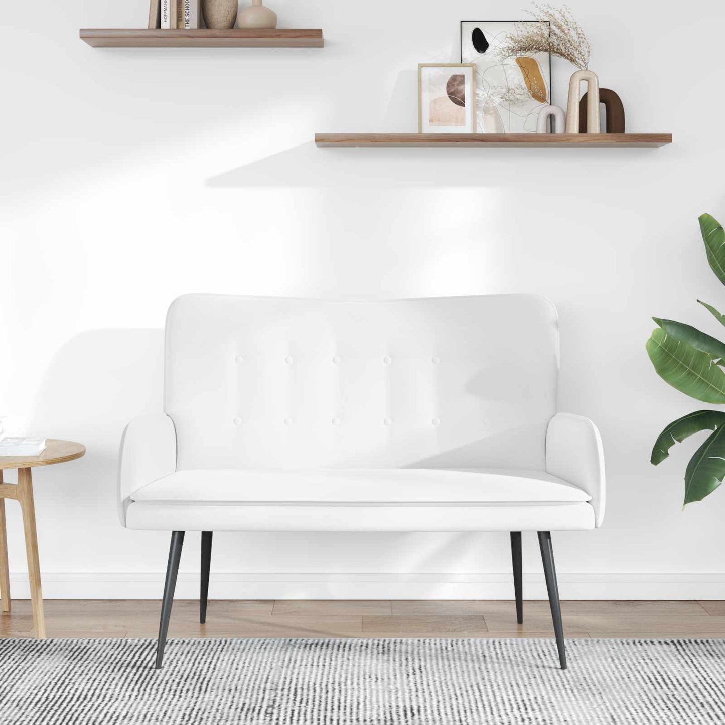 2-Sitzer Sofa Weiß 115 x 61 x 87 cm Stoff