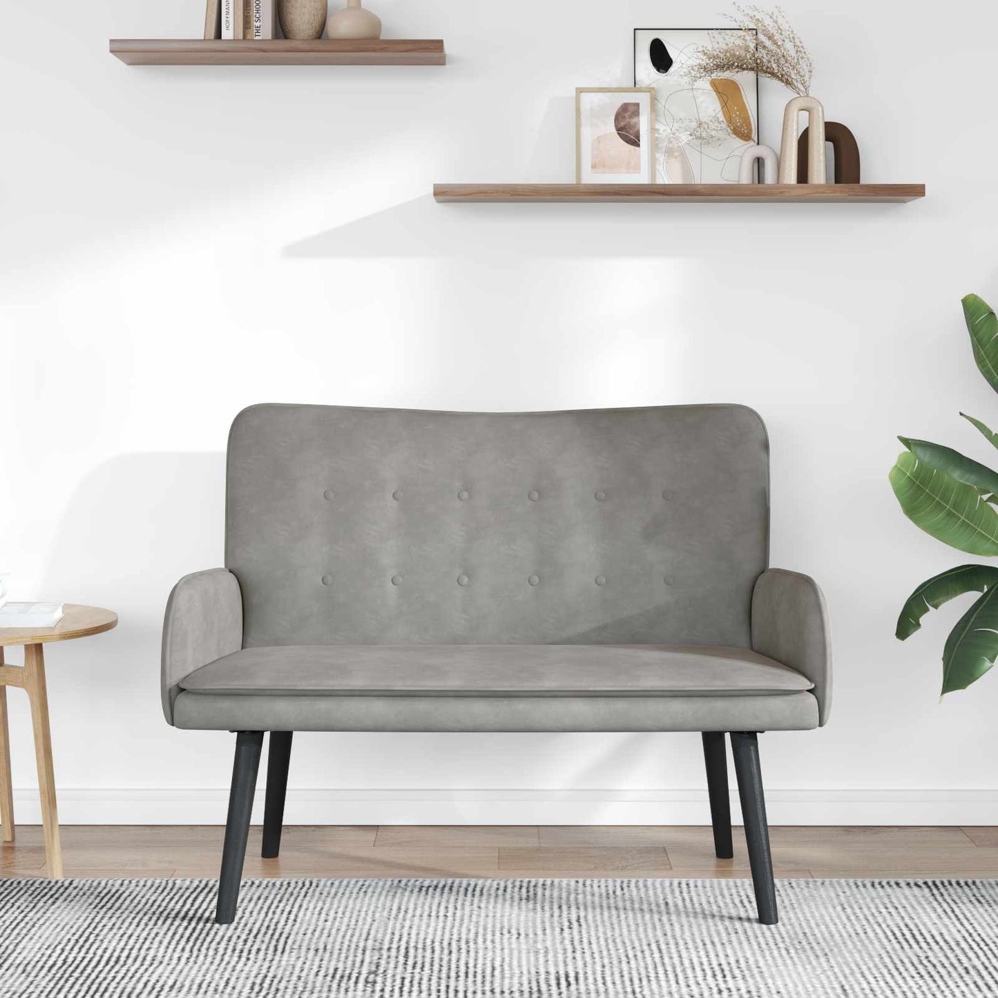 Zweisitzer Sofa Hellgrau 115 x 61 x 87 cm Samt