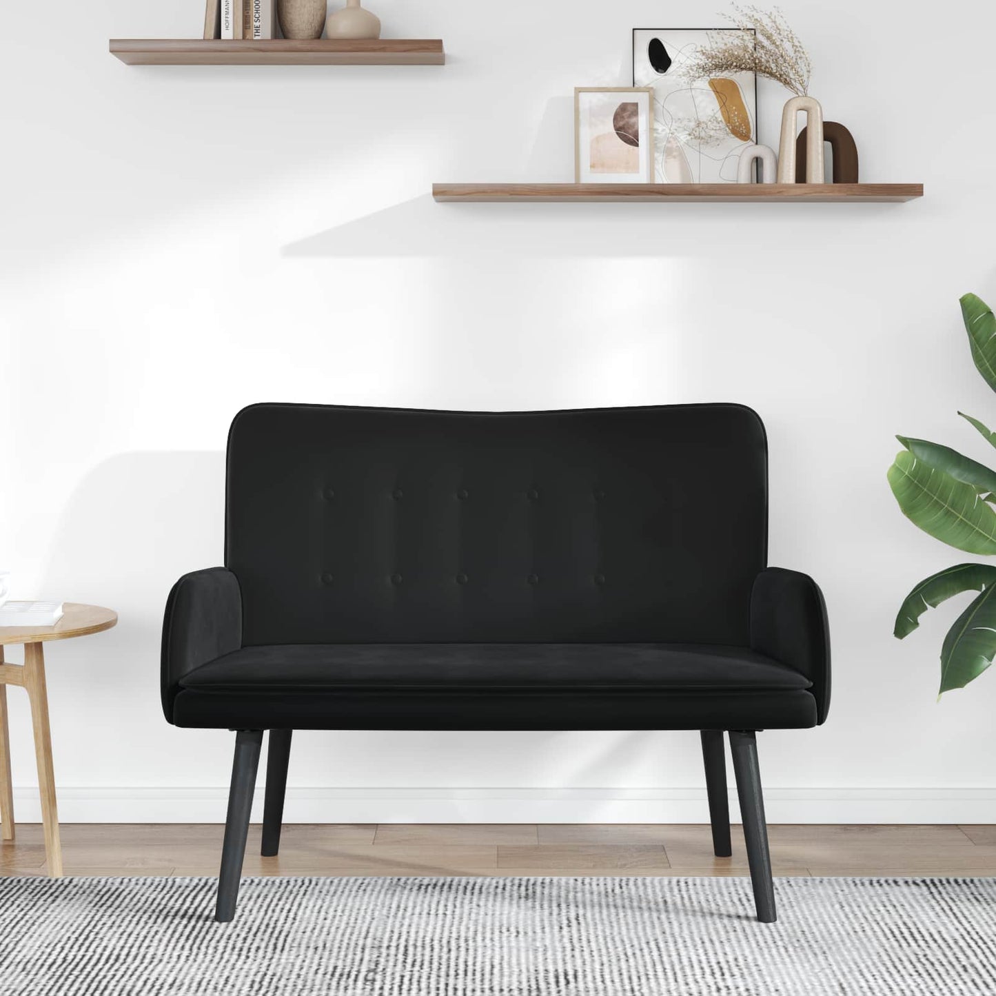 Zweisitzer Sofa Schwarz 115 x 61 x 87 cm Samt