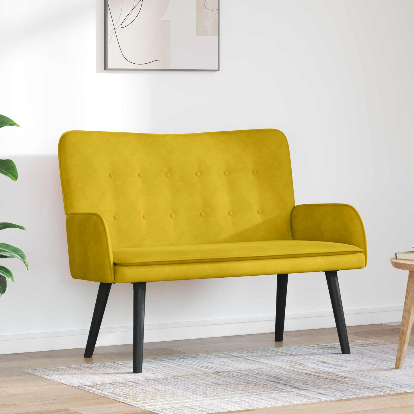 Zweisitzer Sofa Gelb 115 x 61 x 87 cm Samt