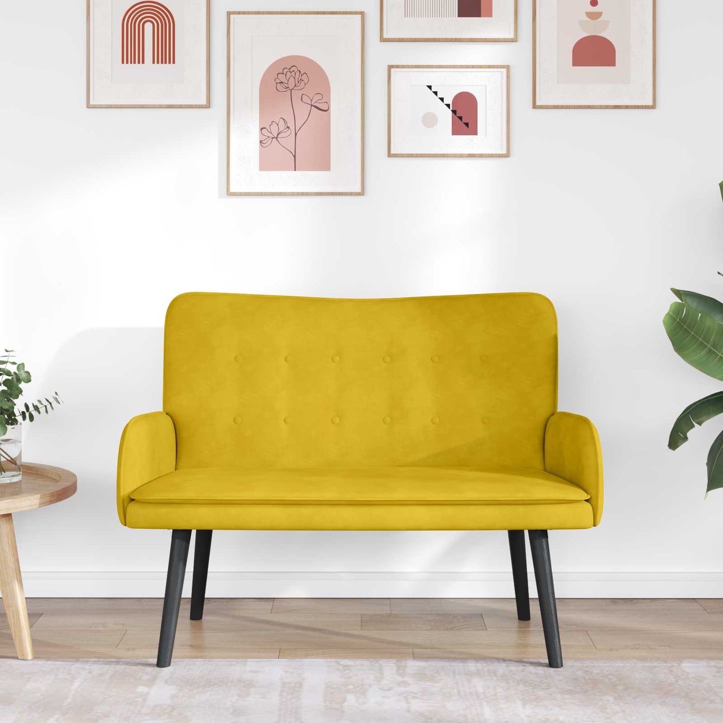 Zweisitzer Sofa Gelb 115 x 61 x 87 cm Samt