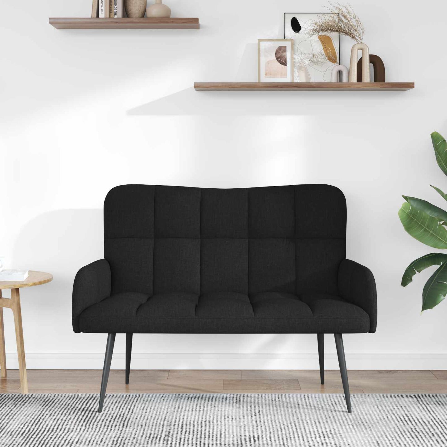 Zweisitzer Sofa Schwarz 115 x 61 x 87 cm Stoff