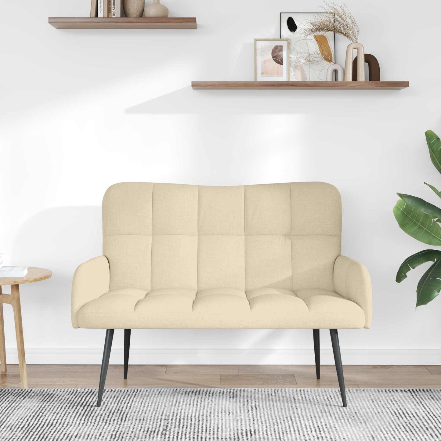 Zweisitzer Sofa Creme 115 x 61 x 87 cm Stoff