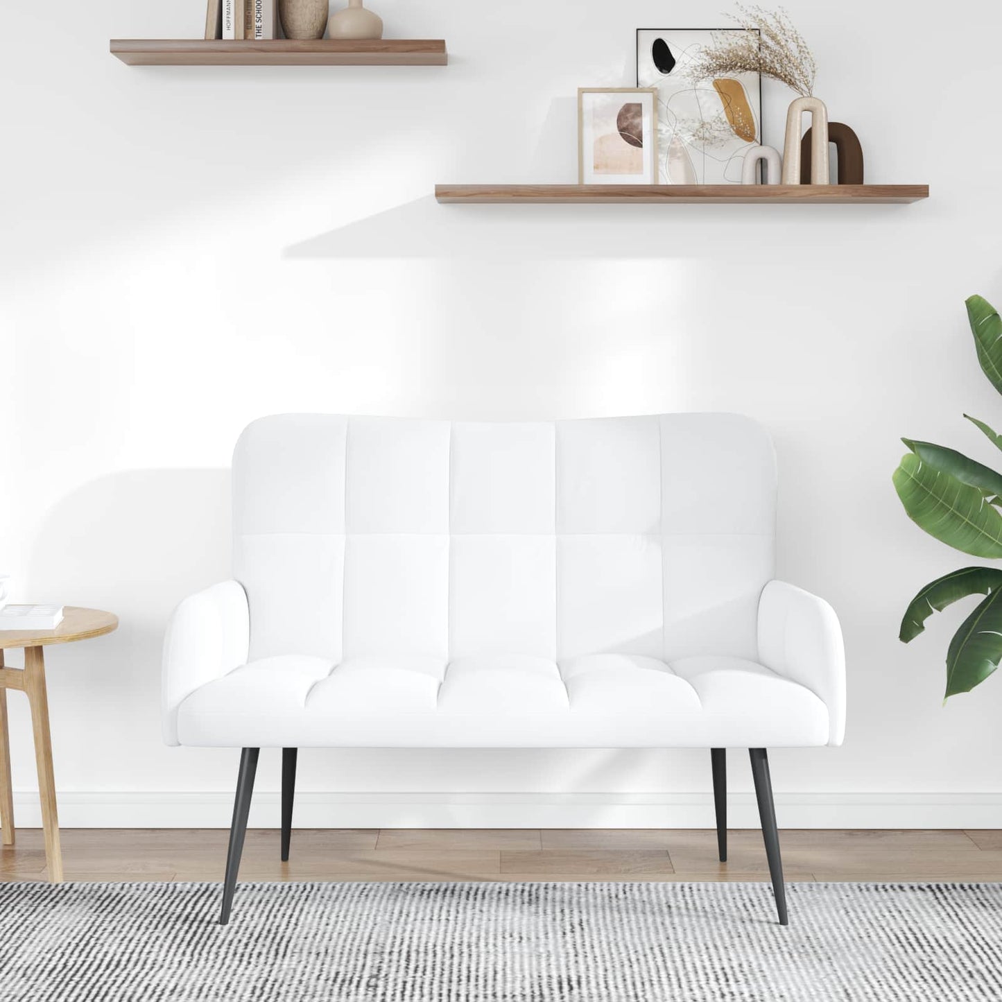 Zweisitzer Sofa Weiß 115 x 61 x 87 cm Stoff