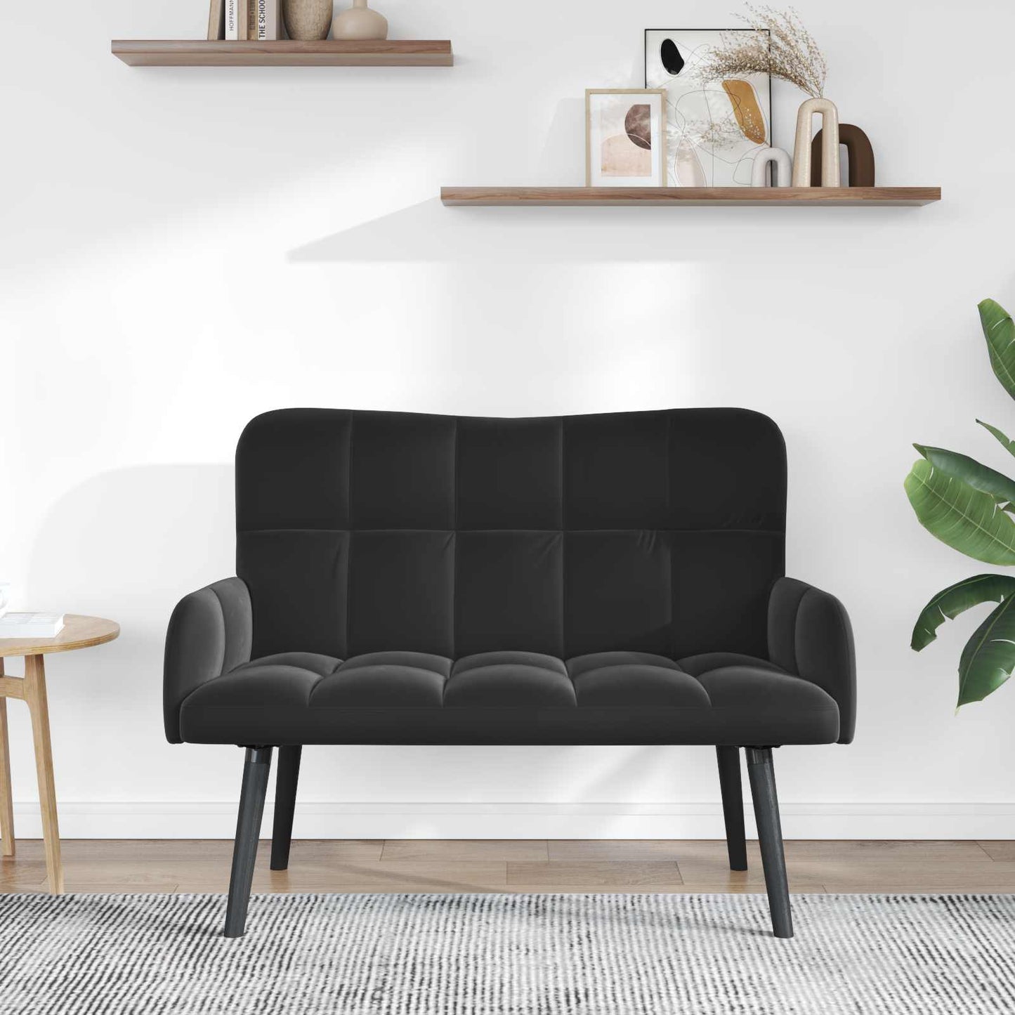 Zweisitzer Sofa Schwarz 115 x 61 x 87 cm Samt