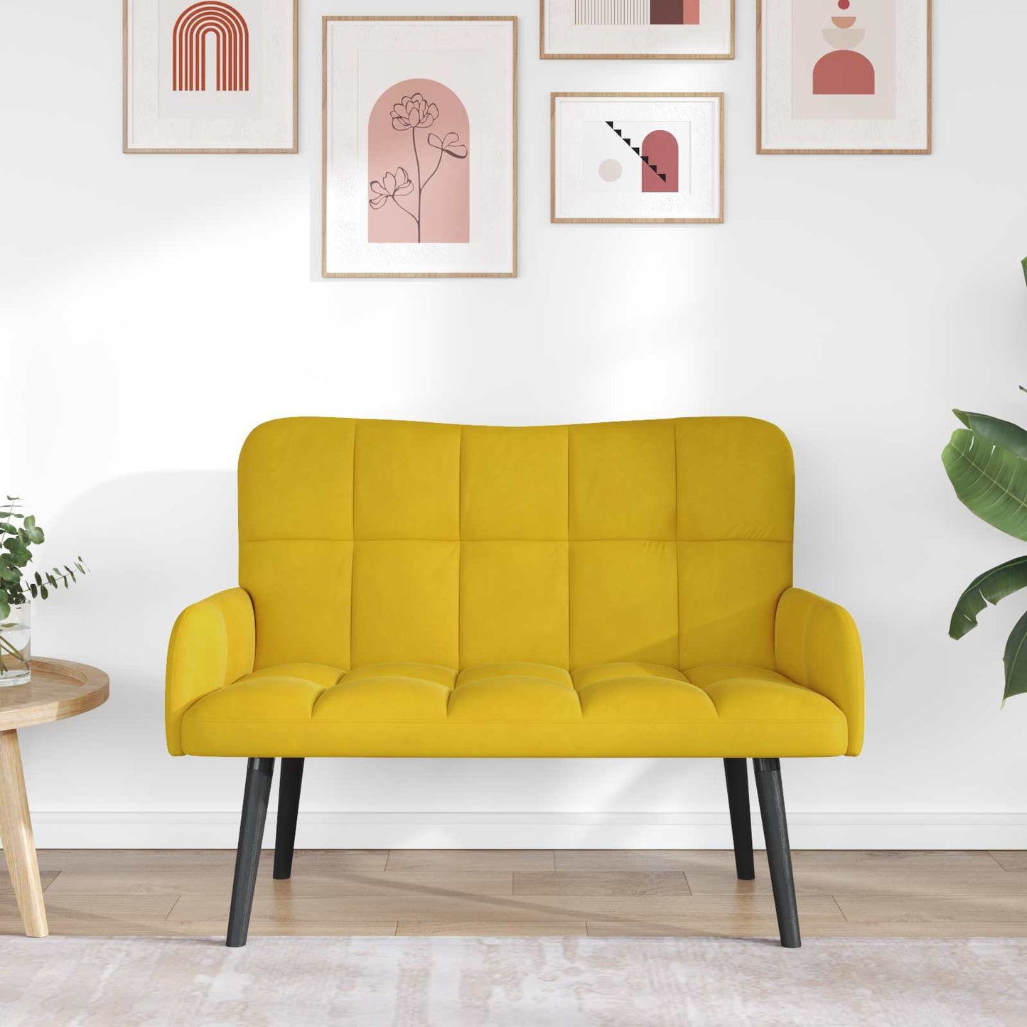 Zweisitzer Sofa Gelb 115 x 61 x 87 cm Samt
