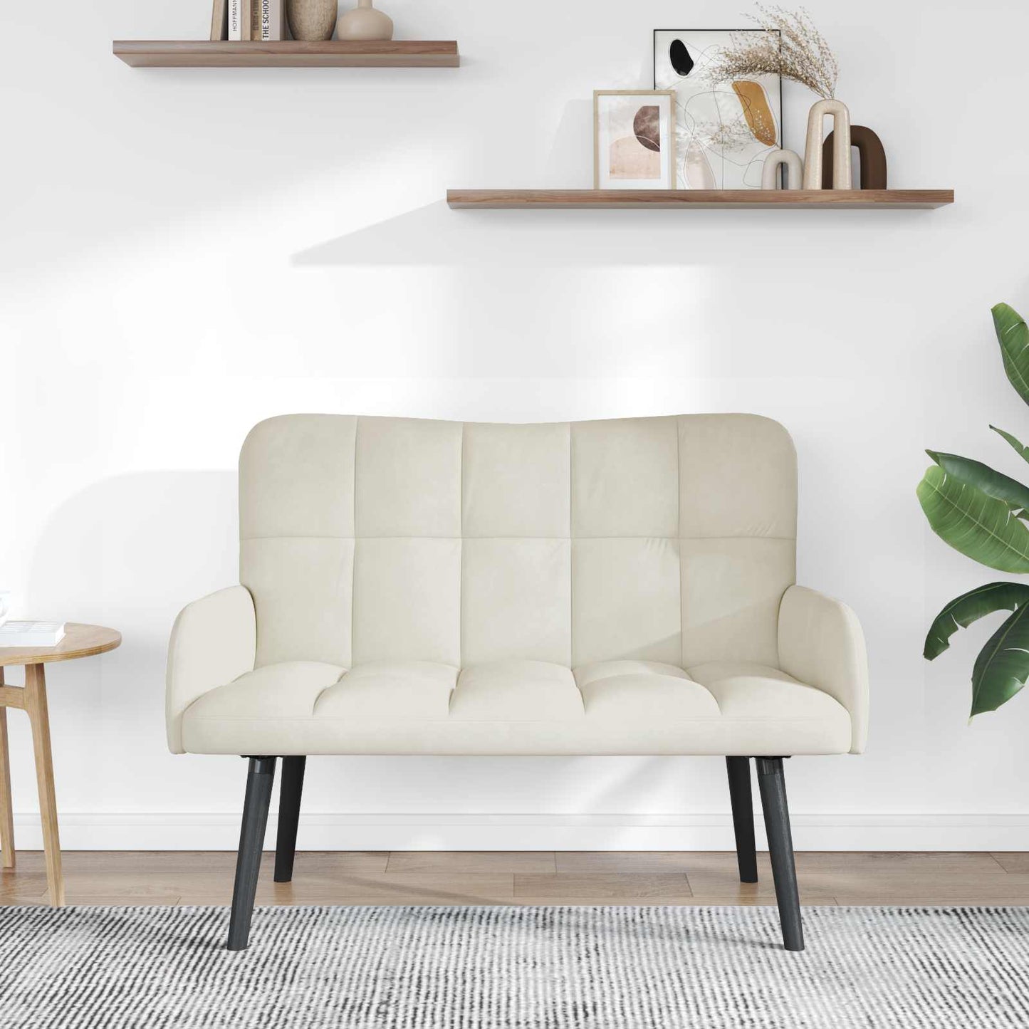 Zweisitzer Sofa Creme 115 x 61 x 87 cm Samt