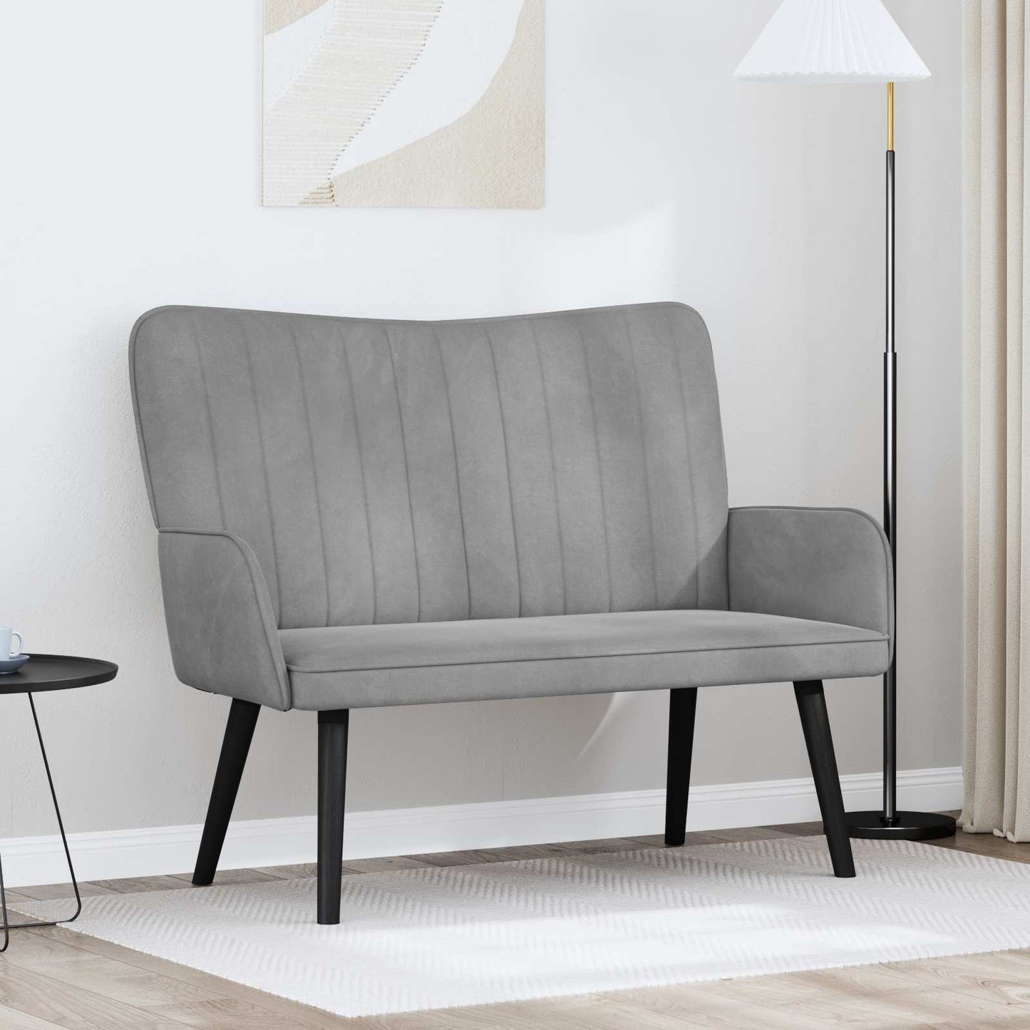 Zweisitzer Sofa Hellgrau 115 x 61 x 87 cm Samt