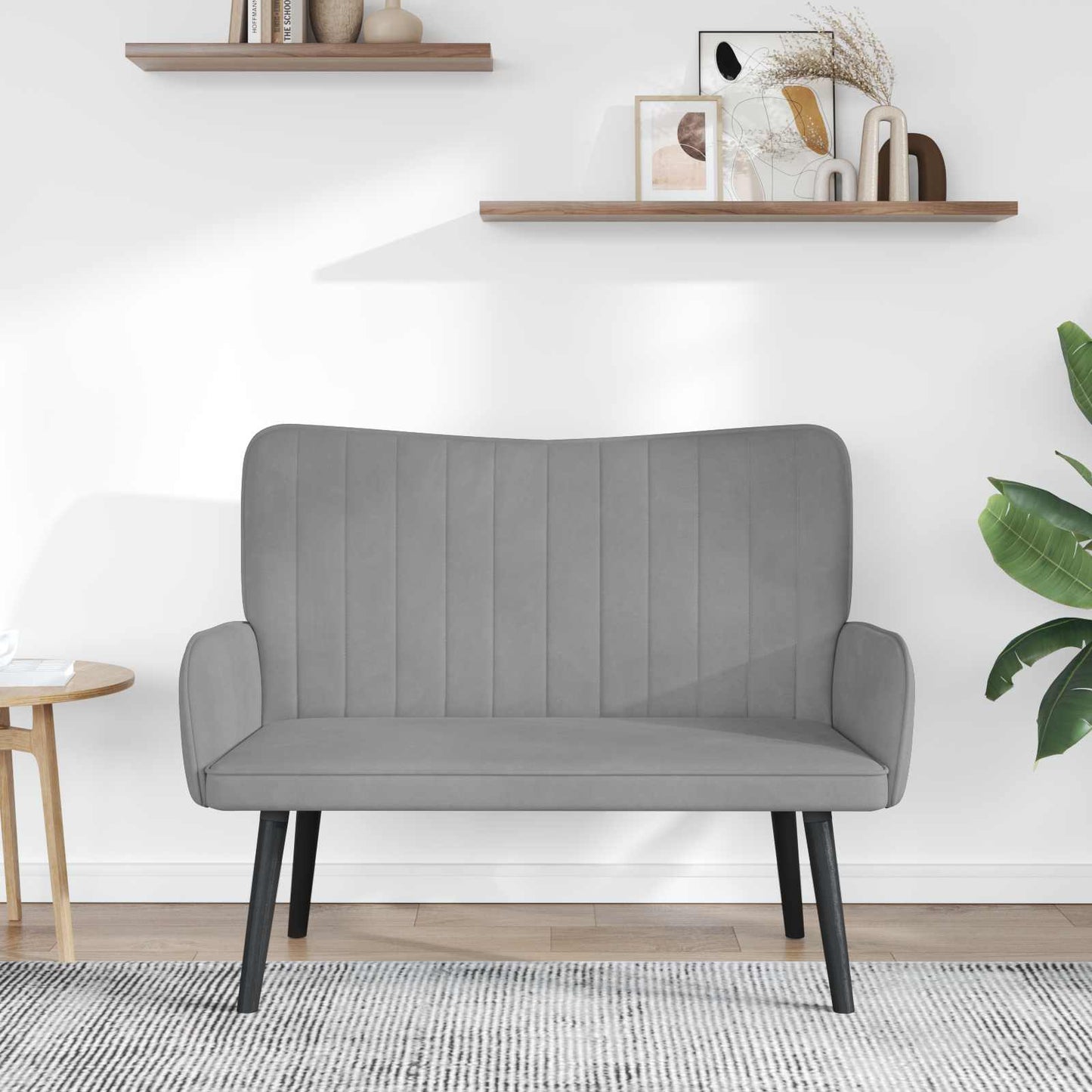 Zweisitzer Sofa Hellgrau 115 x 61 x 87 cm Samt