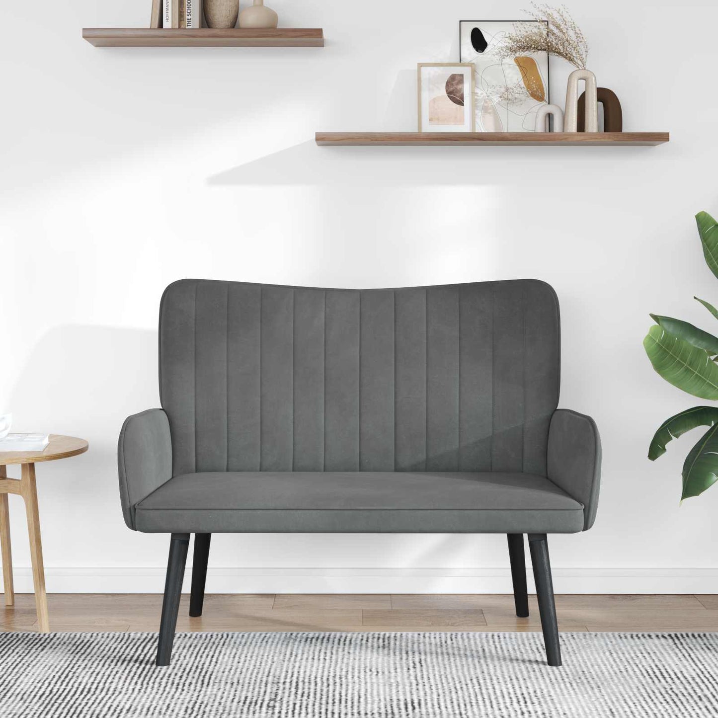 Zweisitzer Sofa Dunkelgrau 115 x 61 x 87 cm Samt