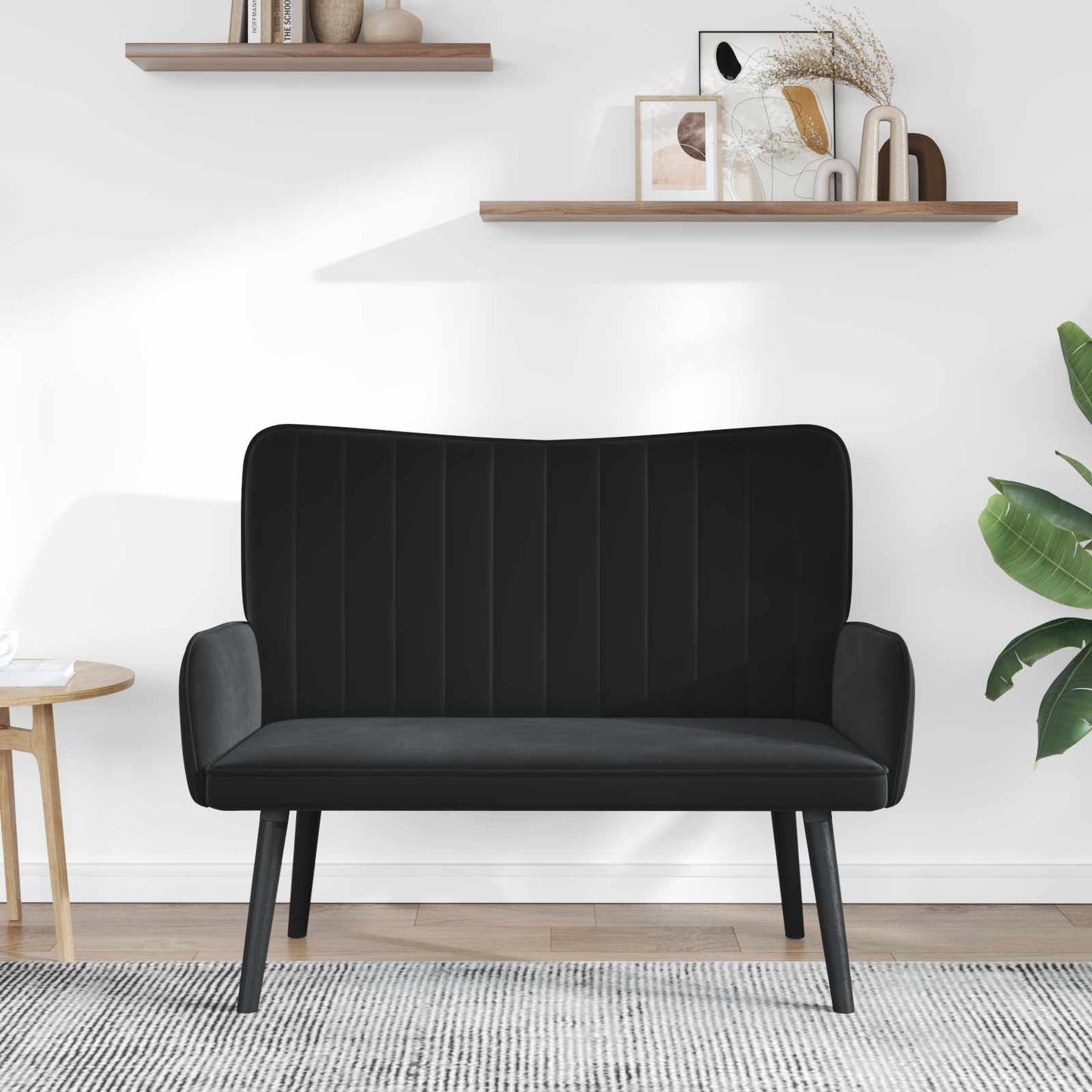 Zweisitzer Sofa Schwarz 115 x 61 x 87 cm Samt