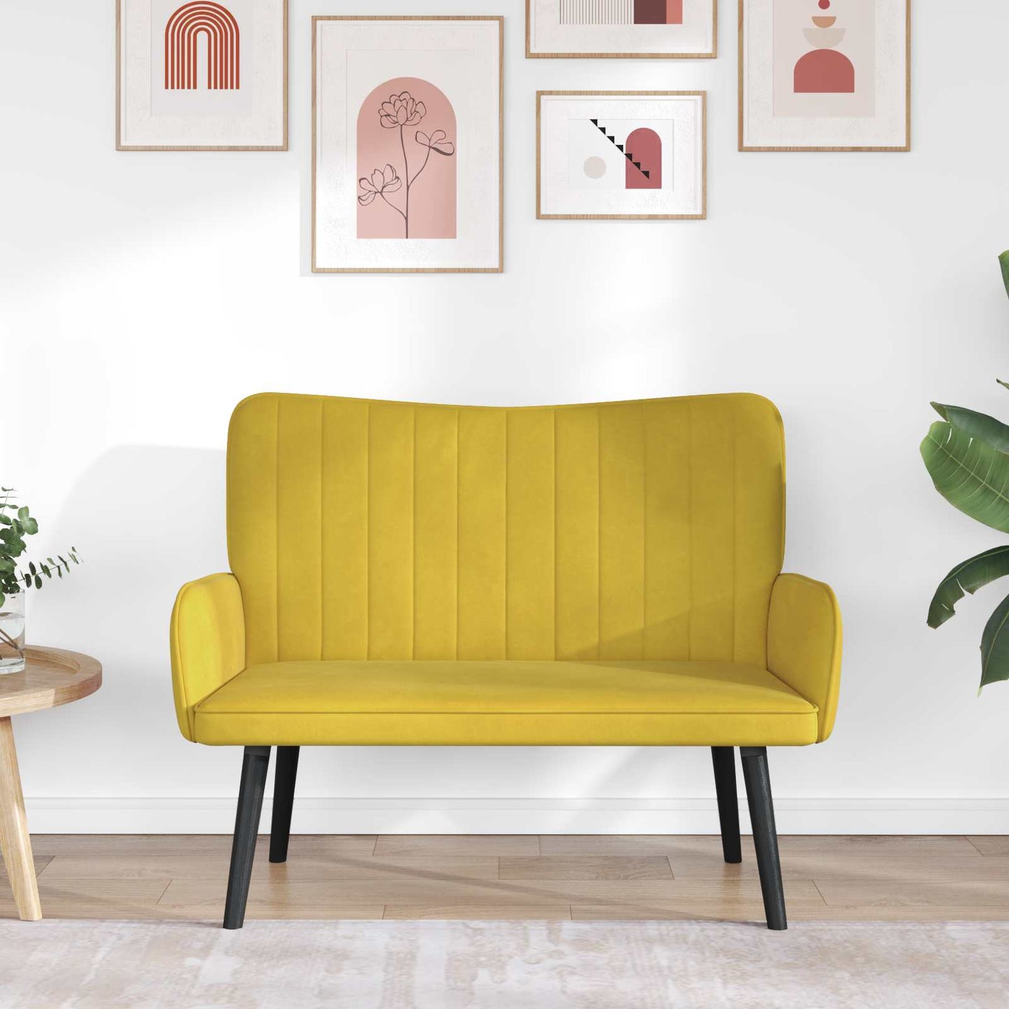 Zweisitzer Sofa Gelb 115 x 61 x 87 cm Samt