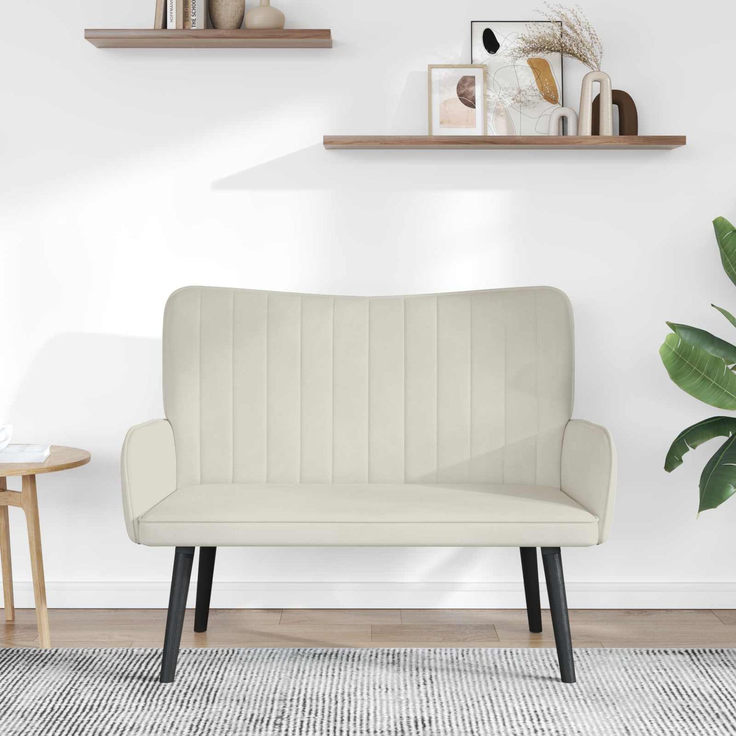 Zweisitzer Sofa Creme 115 x 61 x 87 cm Samt